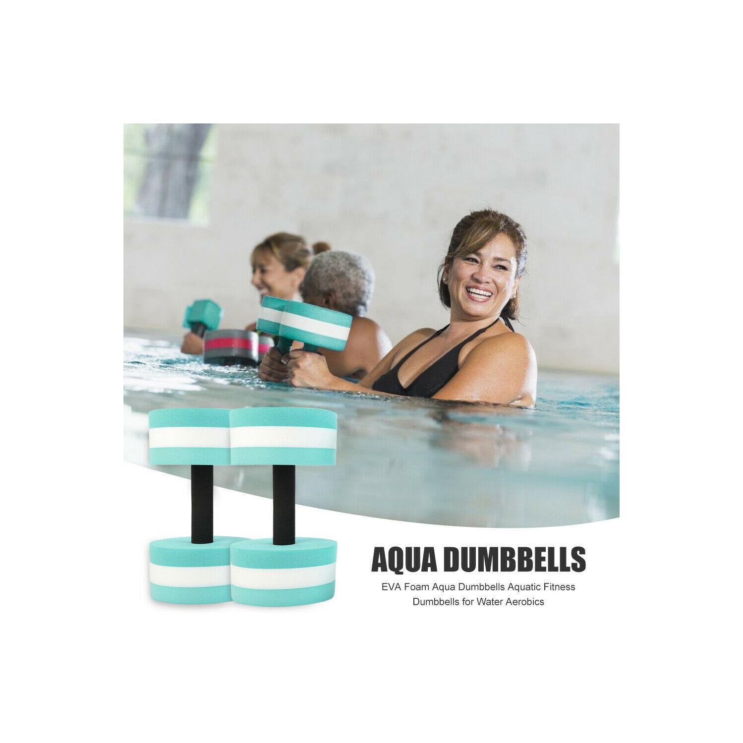 relayinert EVA Water Aerobics Dumbbell Aquatic Swimming Pool Yoga Exercise  Accessory Dumbbells Bright Color Fast Dry Blue 
