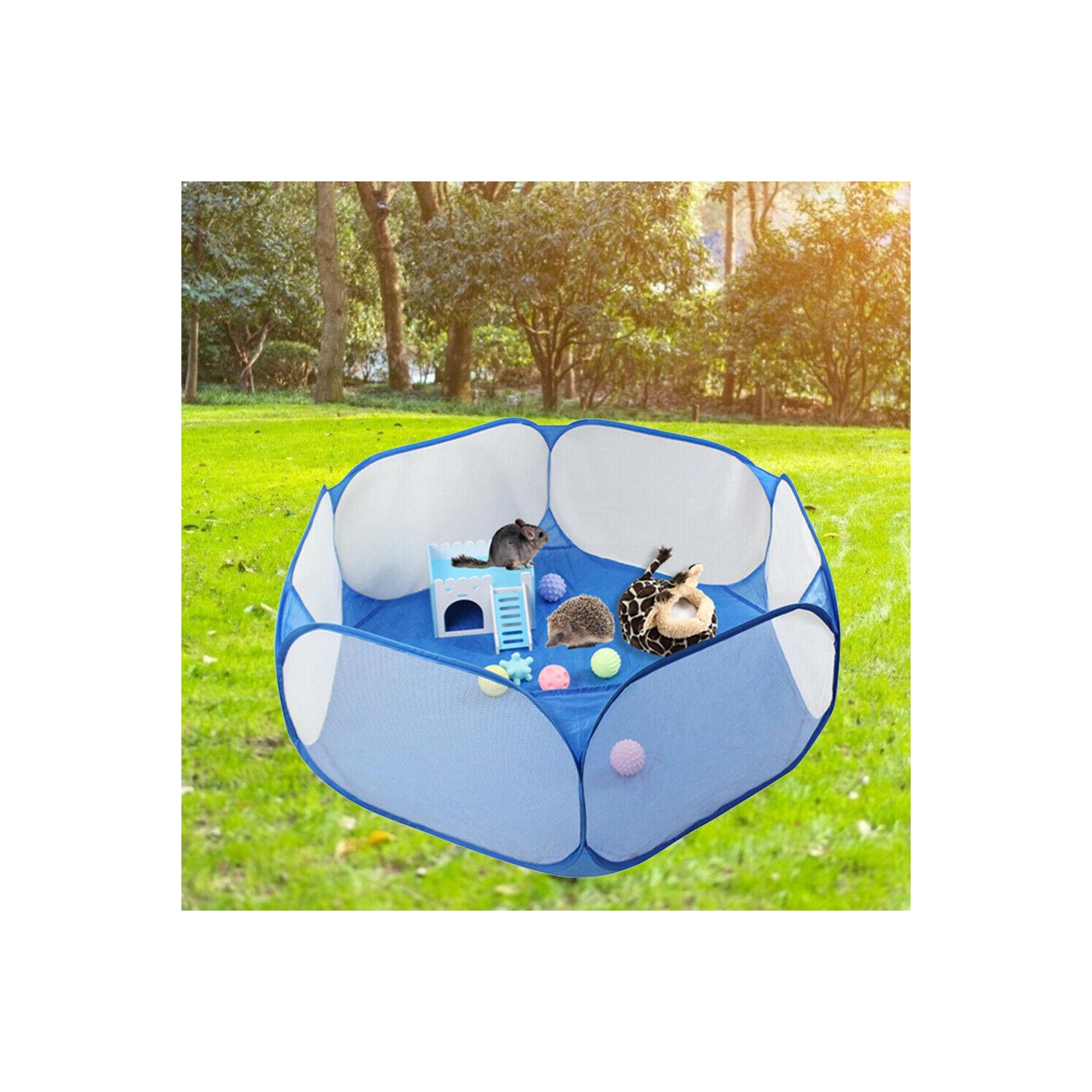 Foldable Pet Fence Game Safe Playpen Animal Cage for Hamster Guinea Pig