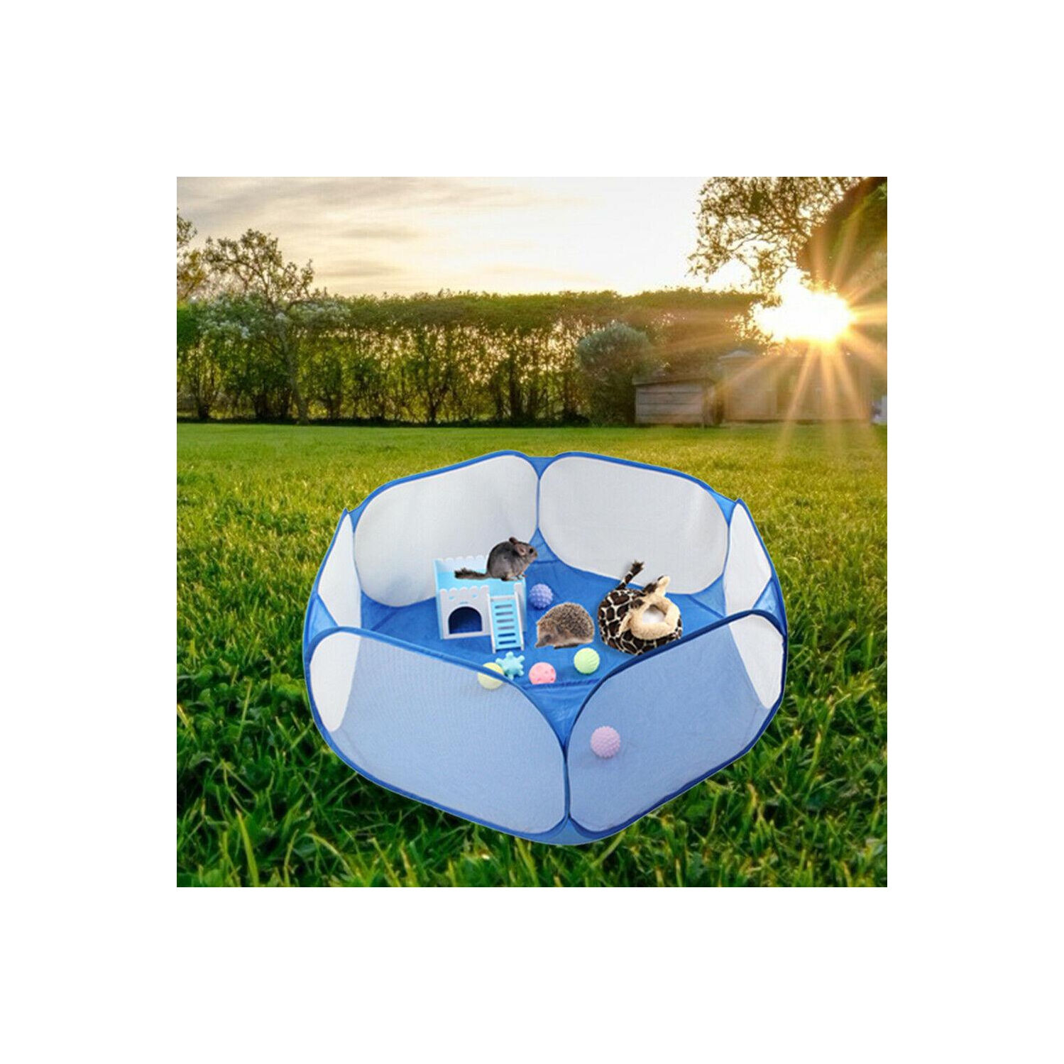 Foldable Pet Fence Game Safe Playpen Animal Cage for Hamster Guinea Pig