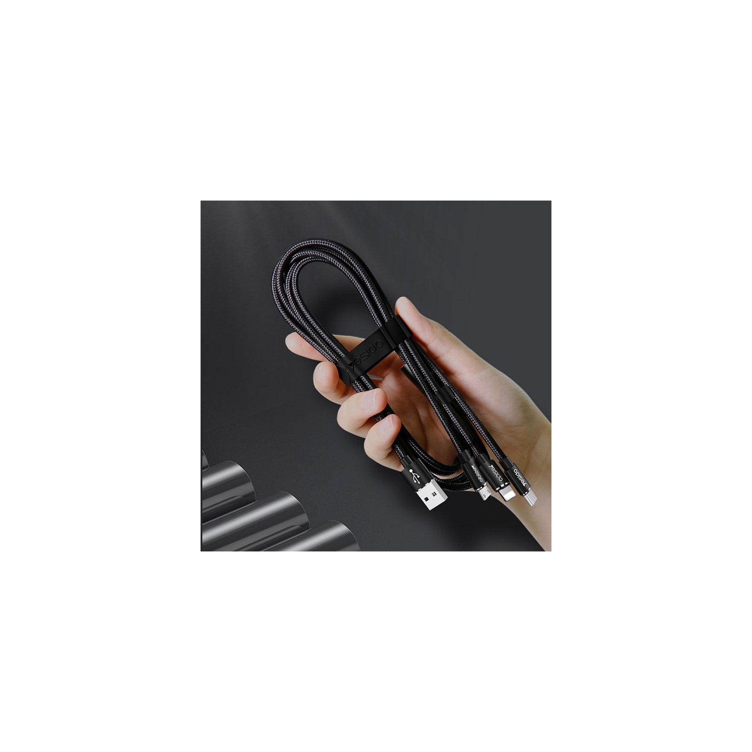 Yesido| 3in1 Multi USB charging cable|Type C, Micro & Iphone| Fast Charging, 3.0A output|