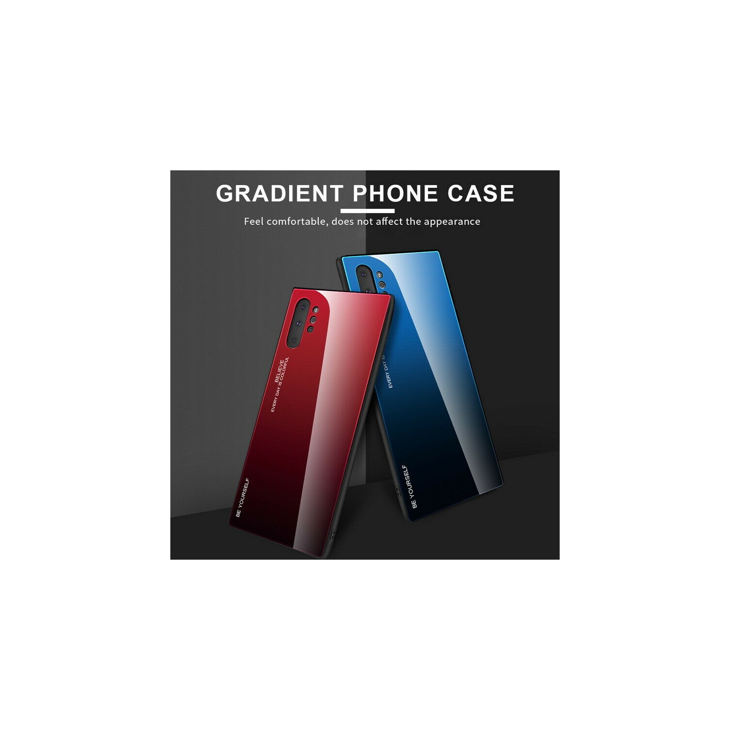 RIVIERA Scratch Resistant Gradient Color Phone Case Anti-fall Tempered Glass Case for Samsung Galaxy NOTE 10 PLUS -Pink and Purple