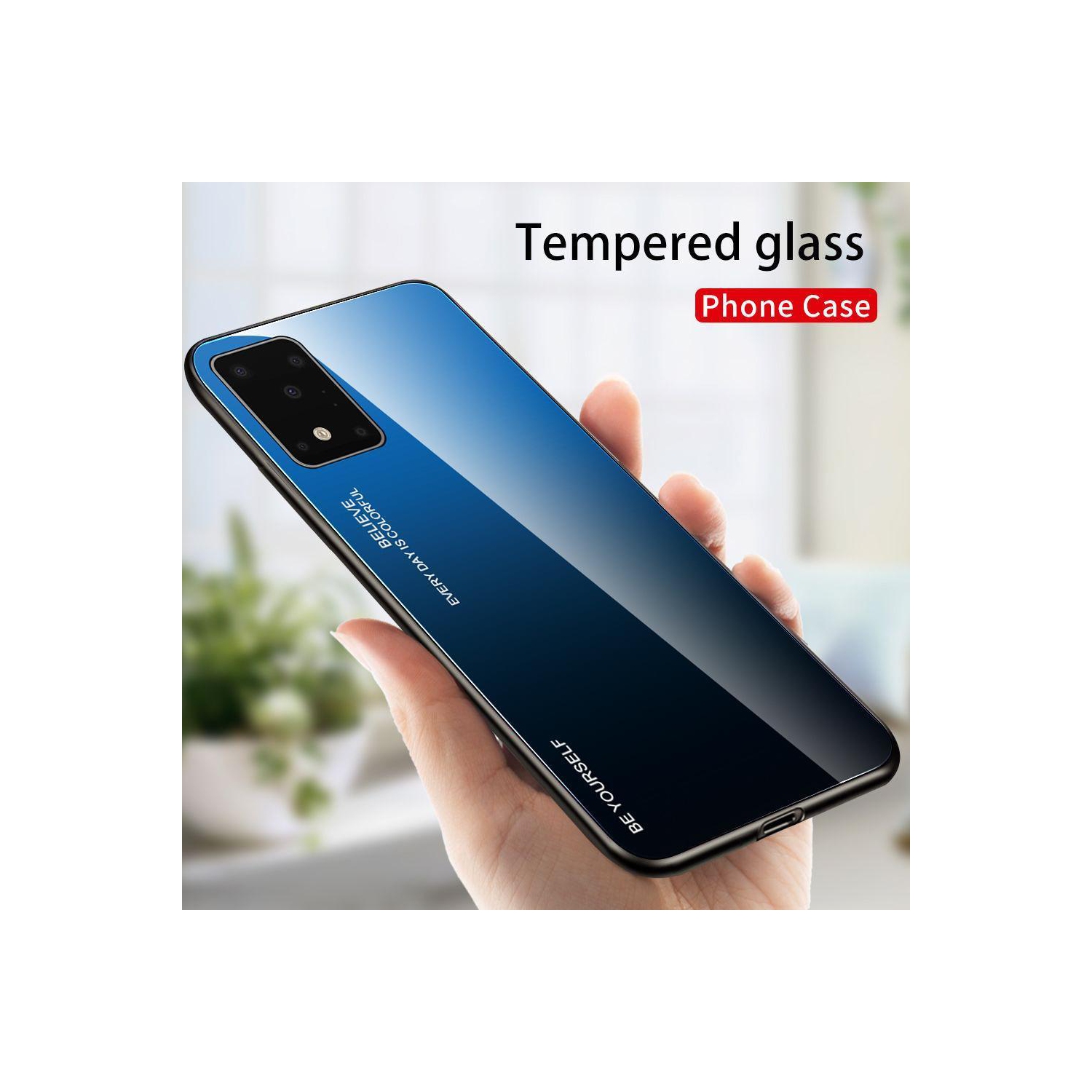 Étui RIGIDE ajusté en verre trempé anti-chute de RIVIERA résistant aux rayures pour Galaxy NOTE 20 ULTRA DE Samsung - Bleu