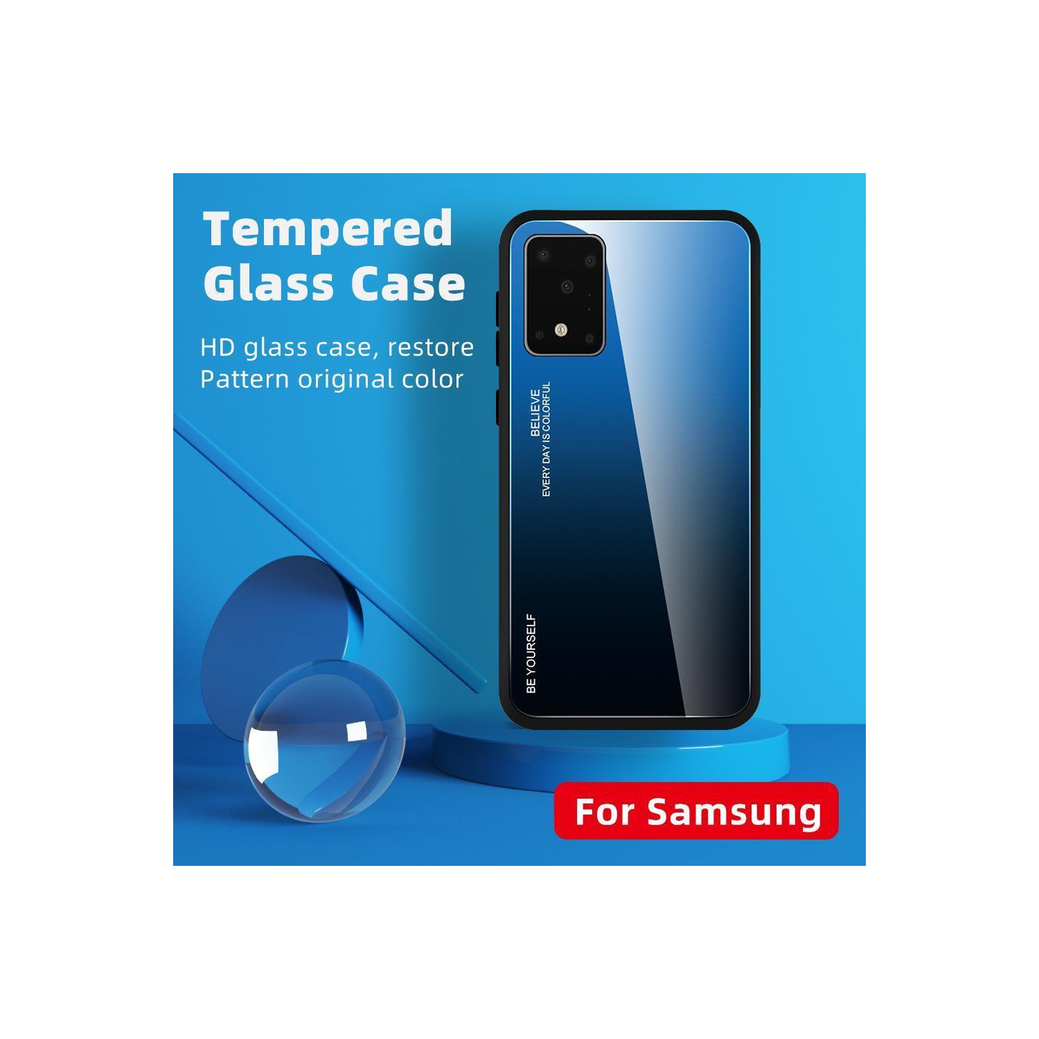 Étui RIGIDE ajusté en verre trempé anti-chute de RIVIERA résistant aux rayures pour Galaxy NOTE 20 ULTRA DE Samsung - Bleu