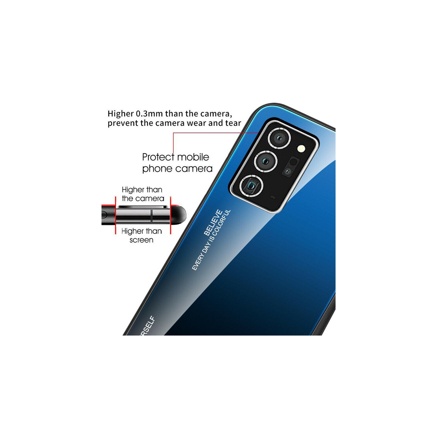 Étui RIGIDE ajusté en verre trempé anti-chute de RIVIERA résistant aux rayures pour Galaxy NOTE 20 ULTRA DE Samsung - Bleu