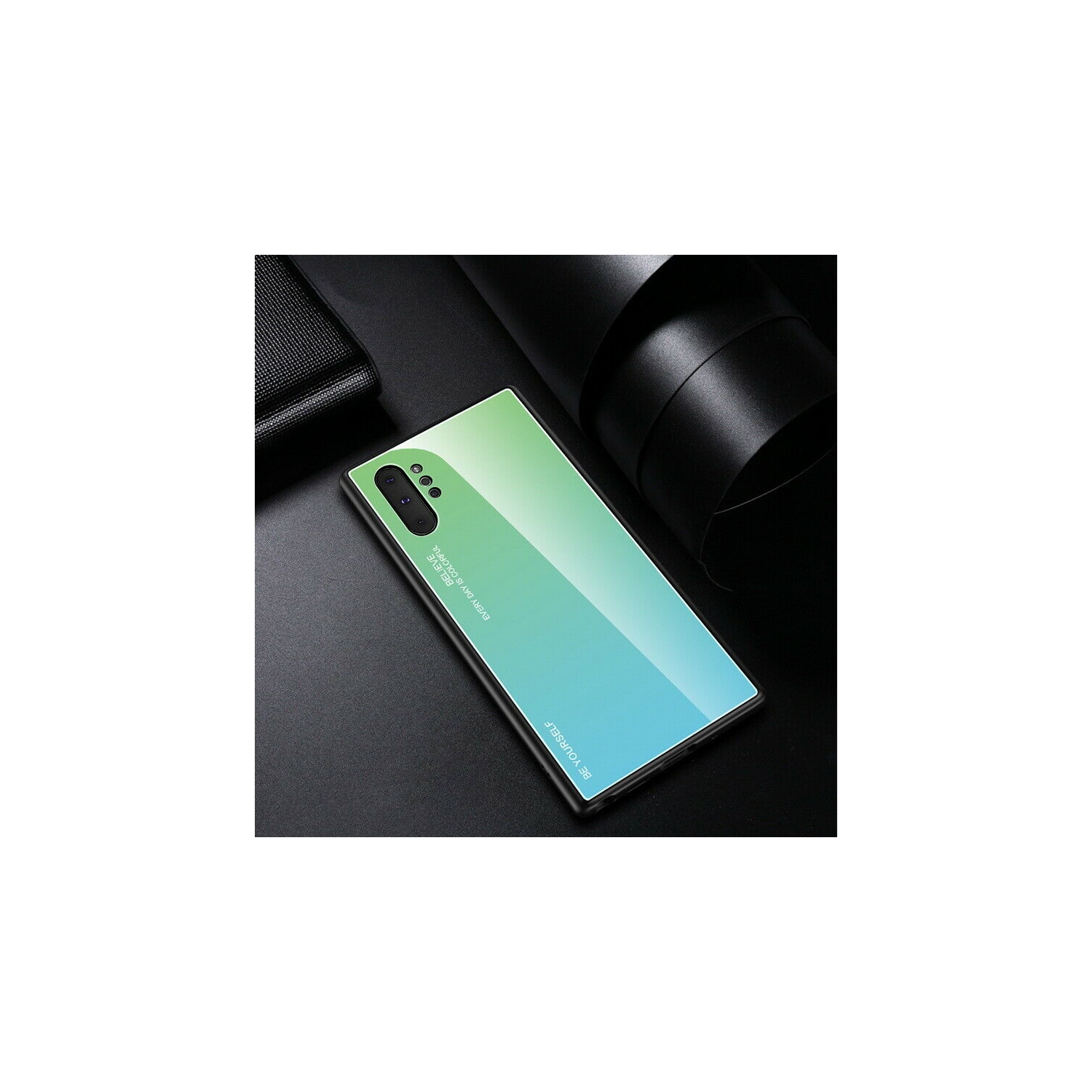 Étui RIGIDE ajusté en verre trempé anti-chute de RIVIERA résistant aux rayures pour Galaxy NOTE 10 PLUS DE Samsung - Vert