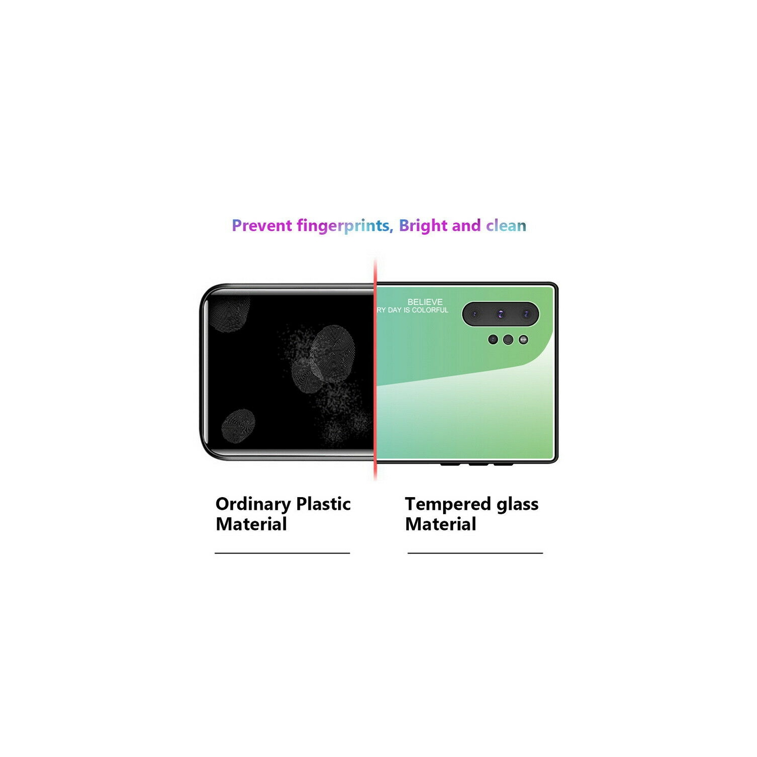 Étui RIGIDE ajusté en verre trempé anti-chute de RIVIERA résistant aux rayures pour Galaxy NOTE 10 PLUS DE Samsung - Vert