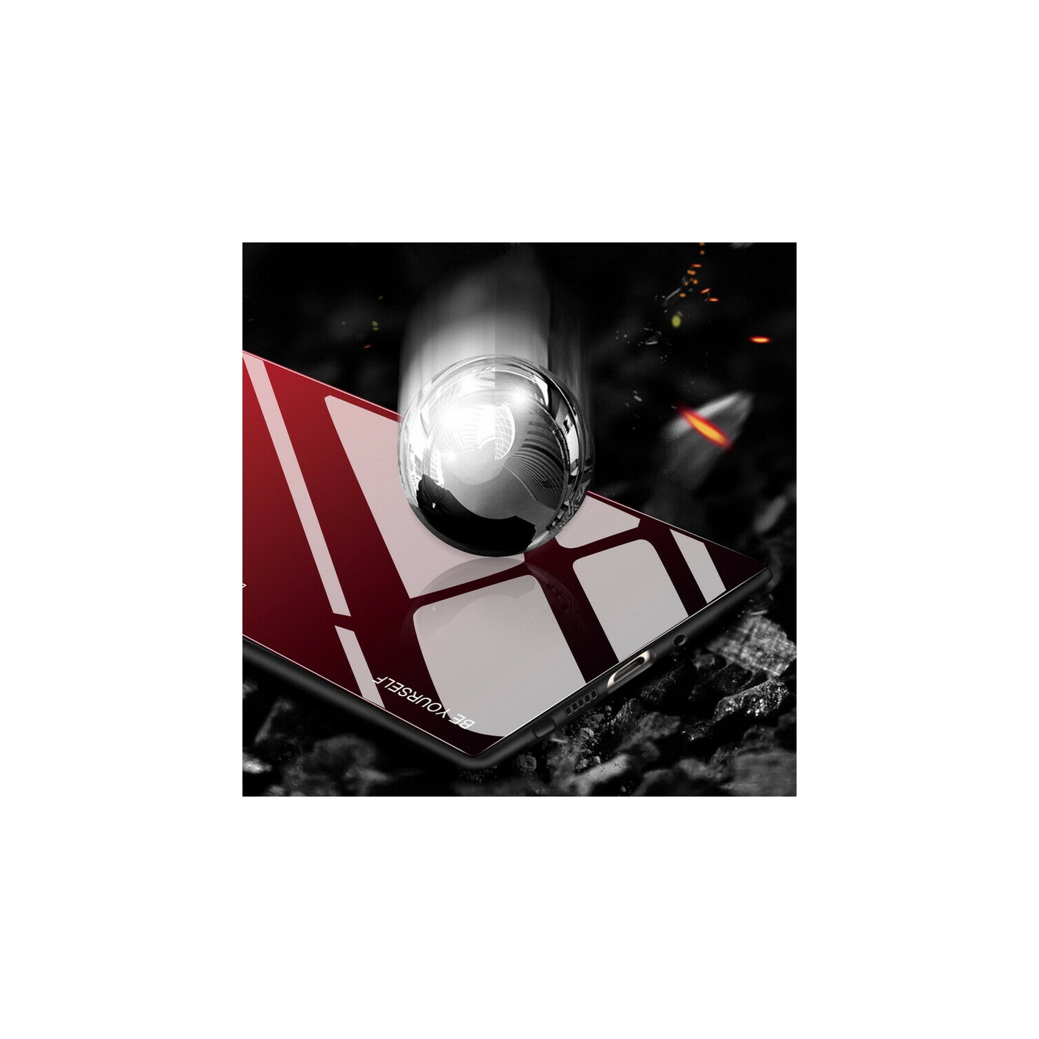 Étui RIGIDE ajusté en verre trempé anti-chute de RIVIERA résistant aux rayures pour Galaxy NOTE 10 PLUS DE Samsung - Rose et bleu