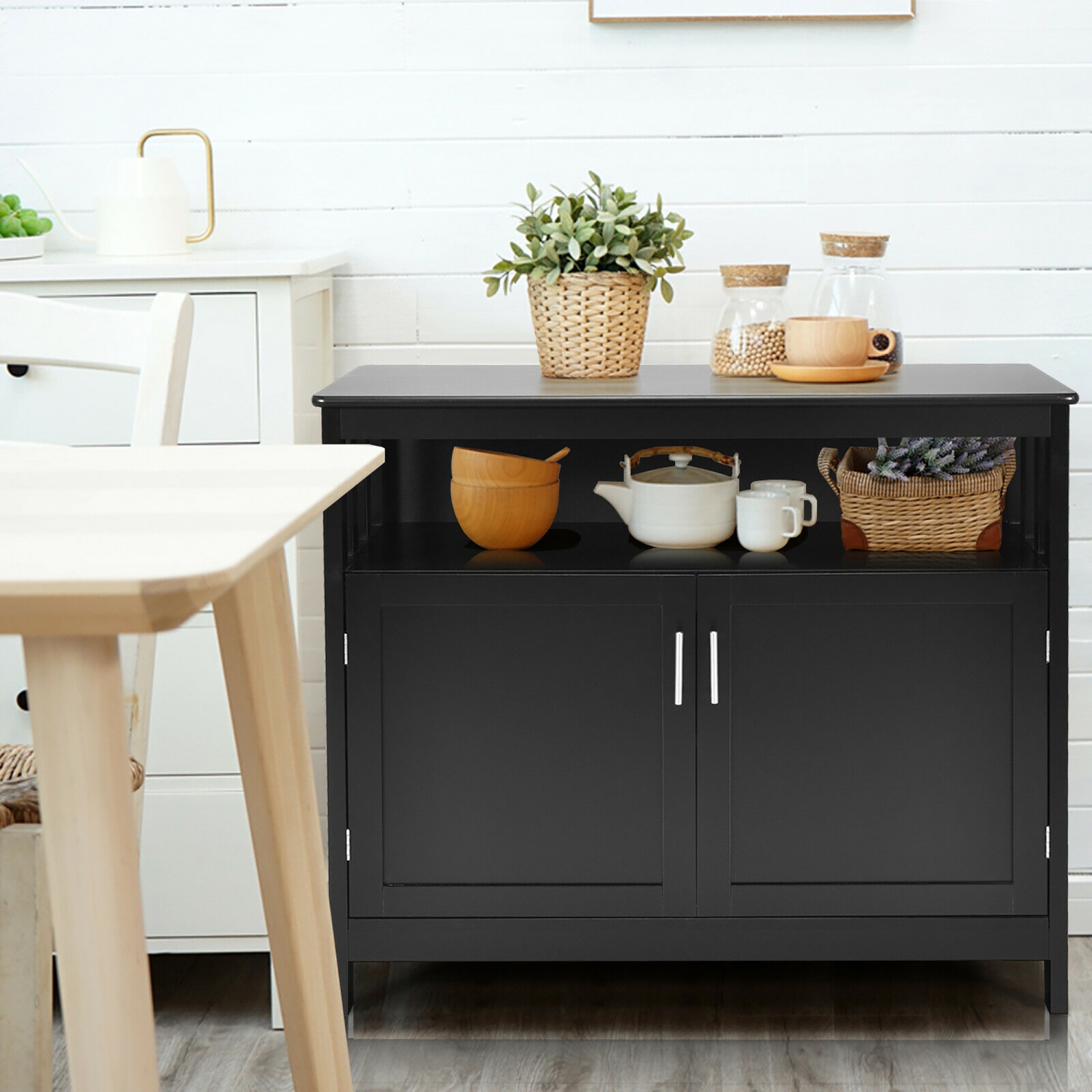 Armoire de rangement pour buffet de cuisine de Costway avec 2 portes et une tablette