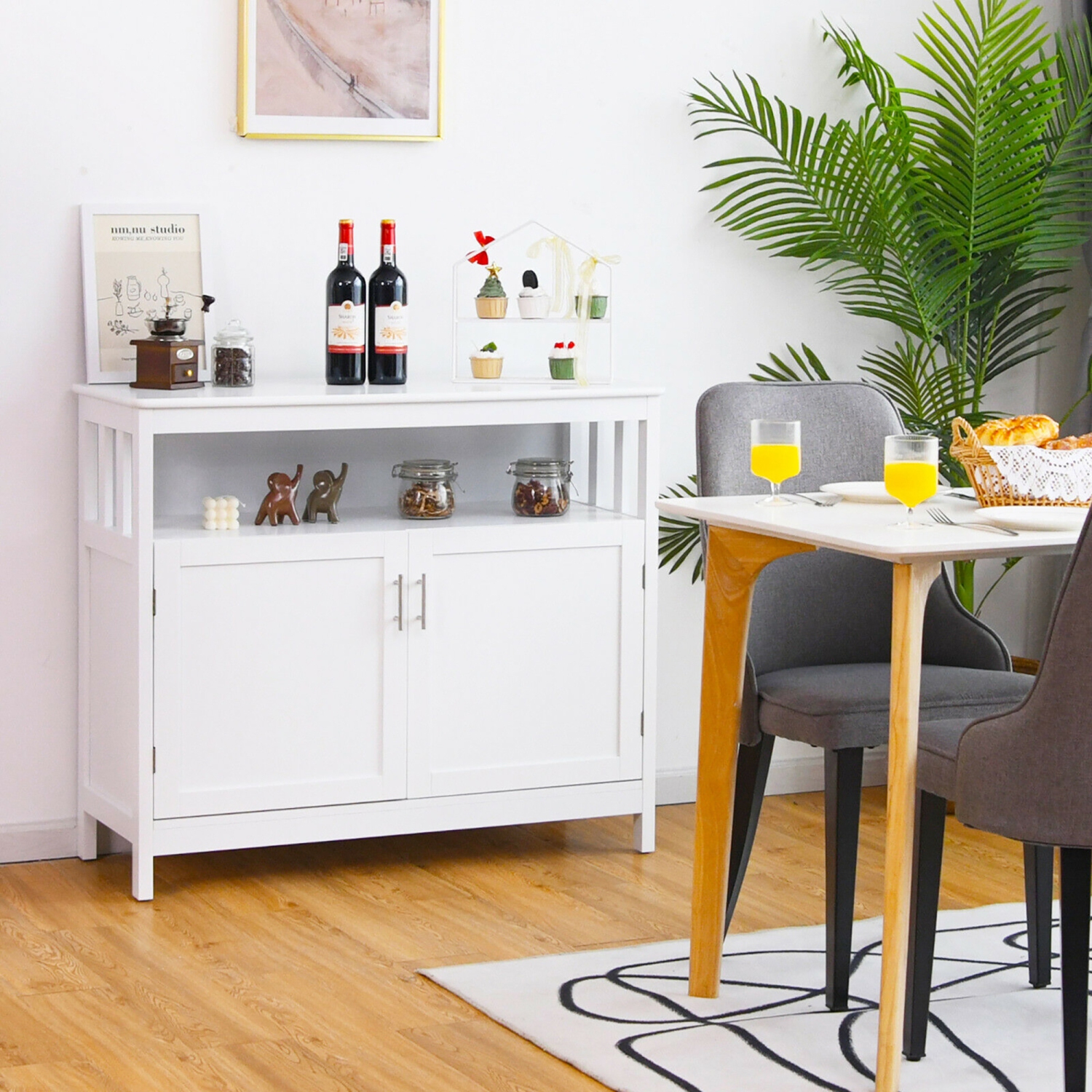 Armoire de rangement pour buffet de cuisine de Costway avec 2 portes et une tablette