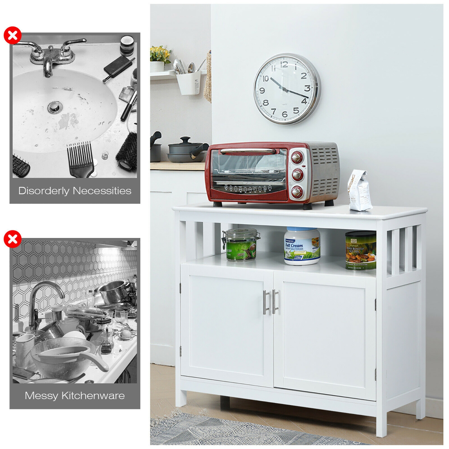 Armoire de rangement pour buffet de cuisine de Costway avec 2 portes et une tablette