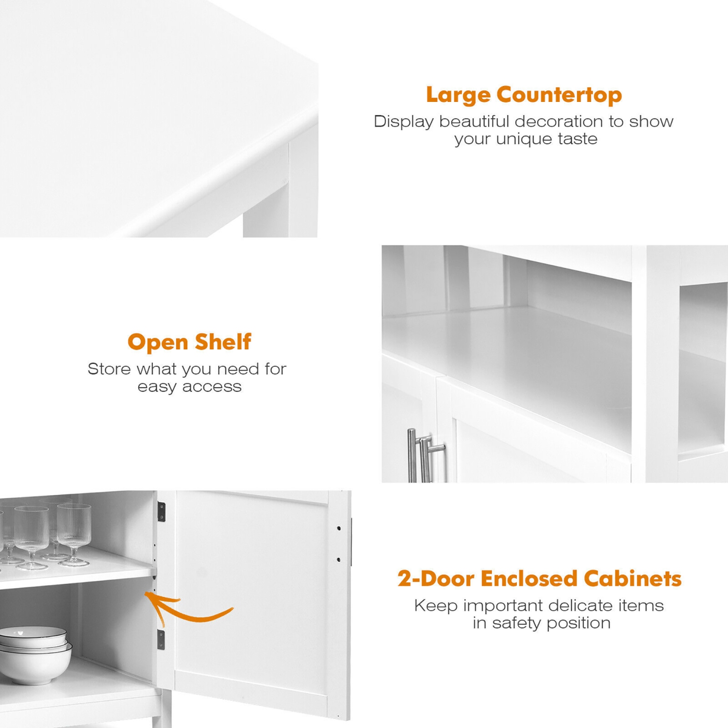 Armoire de rangement pour buffet de cuisine de Costway avec 2 portes et une tablette