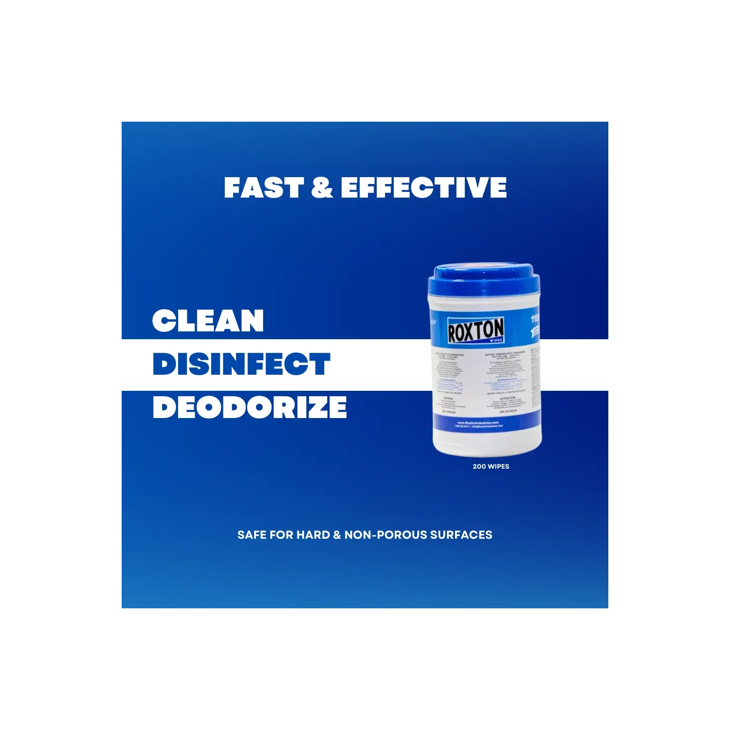 Roxton Disinfecting Wipes 200 Count Canister, Kills 99.99% of Germs & Viruses, Disinfects in 60 Seconds