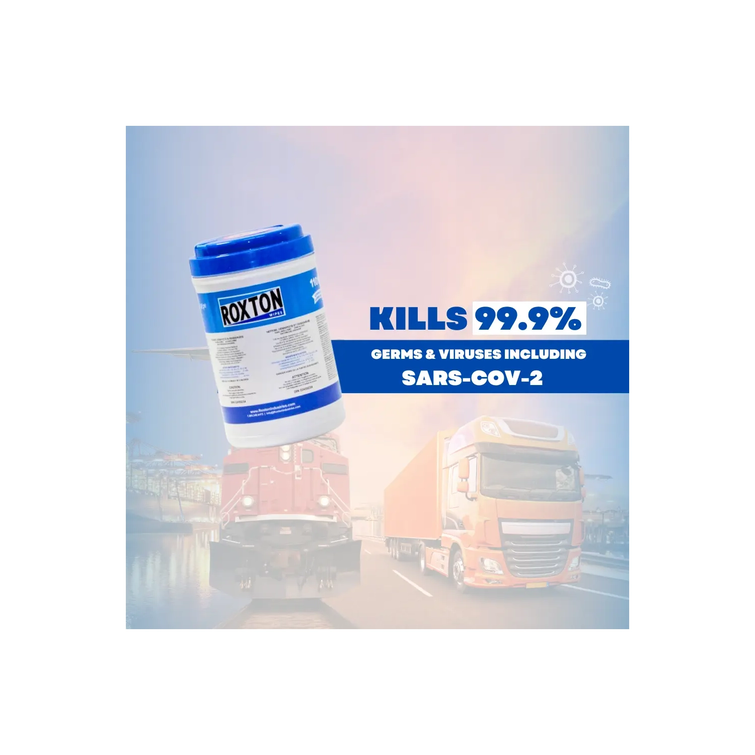 Roxton Disinfecting Wipes 200 Count Canister, Kills 99.99% of Germs & Viruses, Disinfects in 60 Seconds