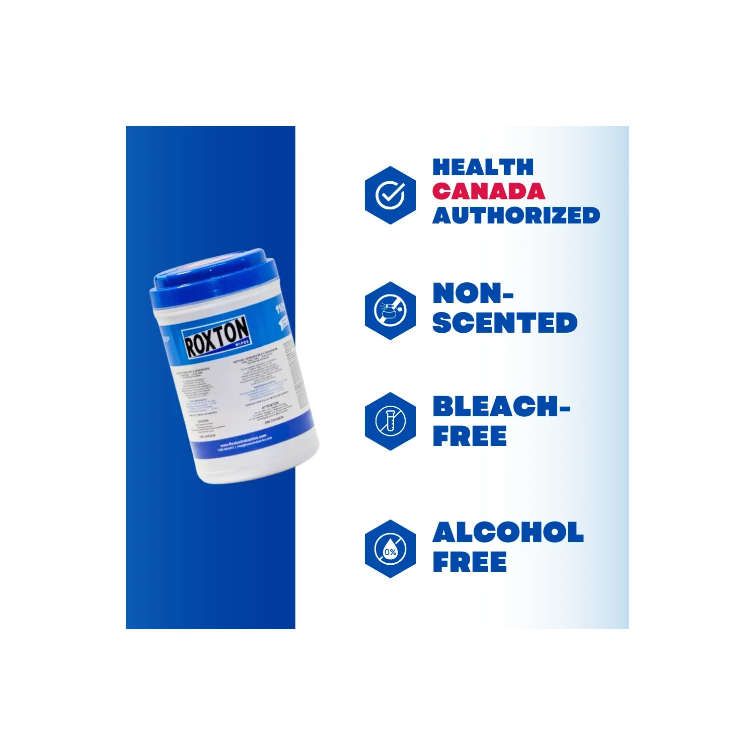 Roxton Disinfecting Wipes 200 Count Canister, Kills 99.99% of Germs & Viruses, Disinfects in 60 Seconds