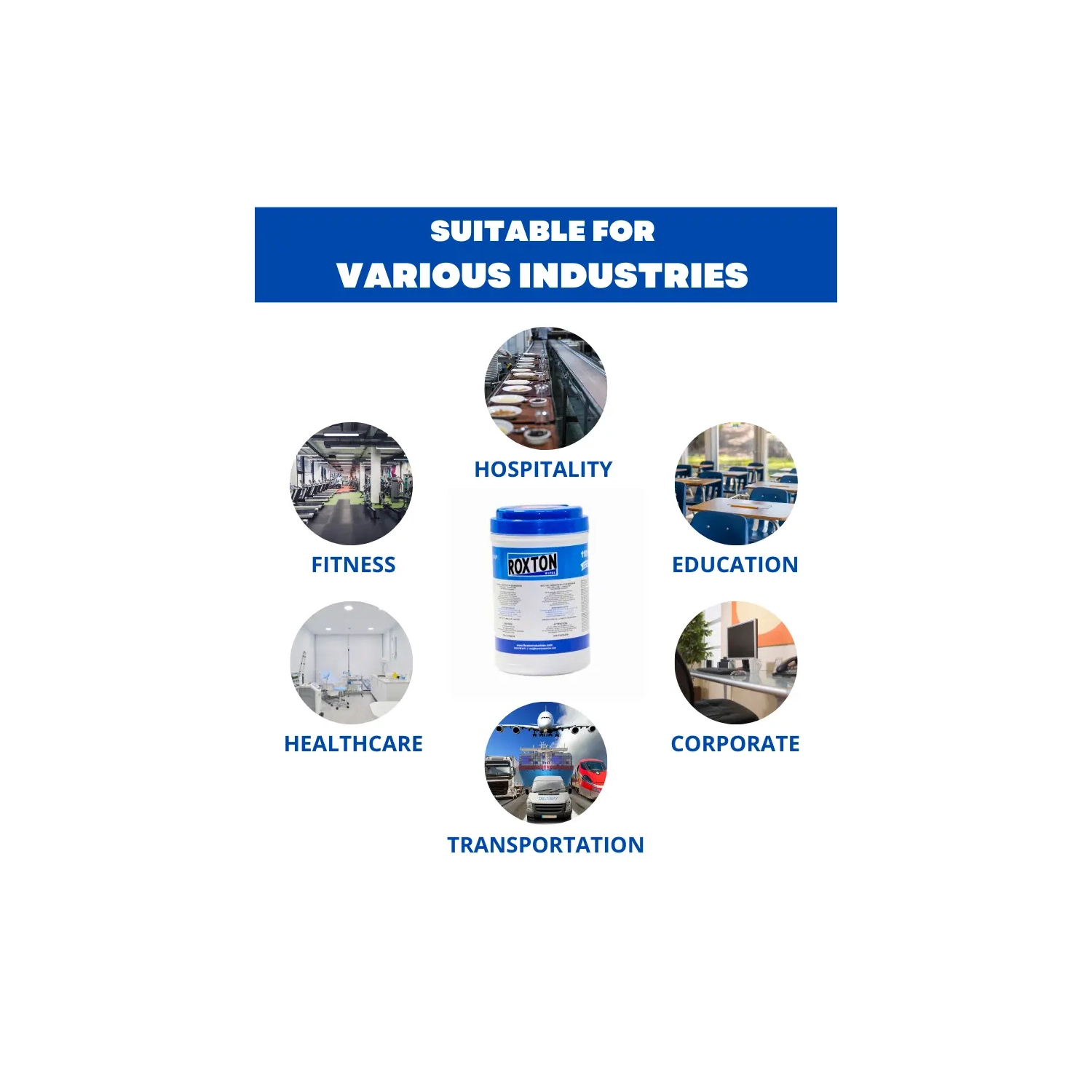 Roxton Disinfecting Wipes 200 Count Canister, Kills 99.99% of Germs & Viruses, Disinfects in 60 Seconds