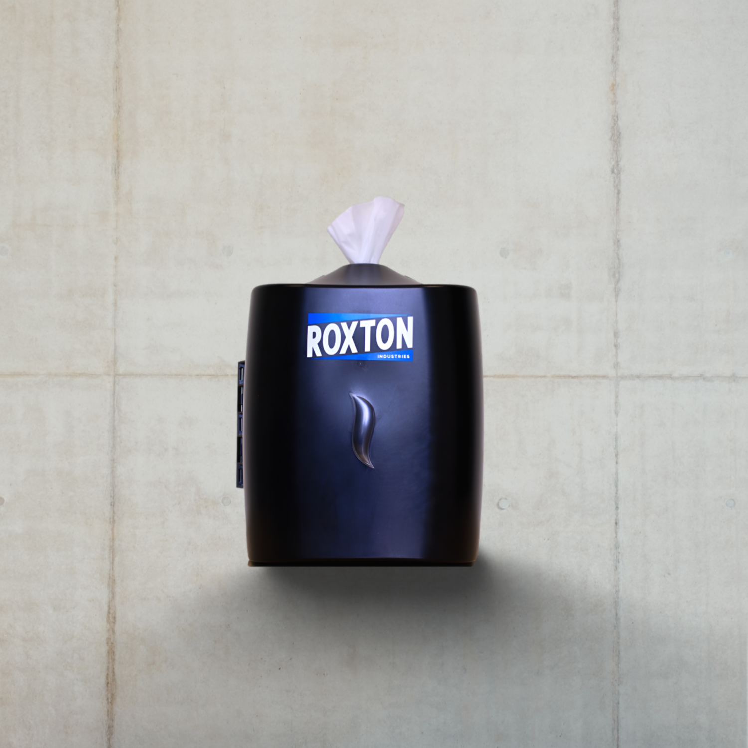 Roxton Wall Mount Wipes Dispenser - Upward Pull, Large Roll, Heavy-Duty Plastic, Strong Closure, Great for Gyms, Office, Commercial Spaces and Stores