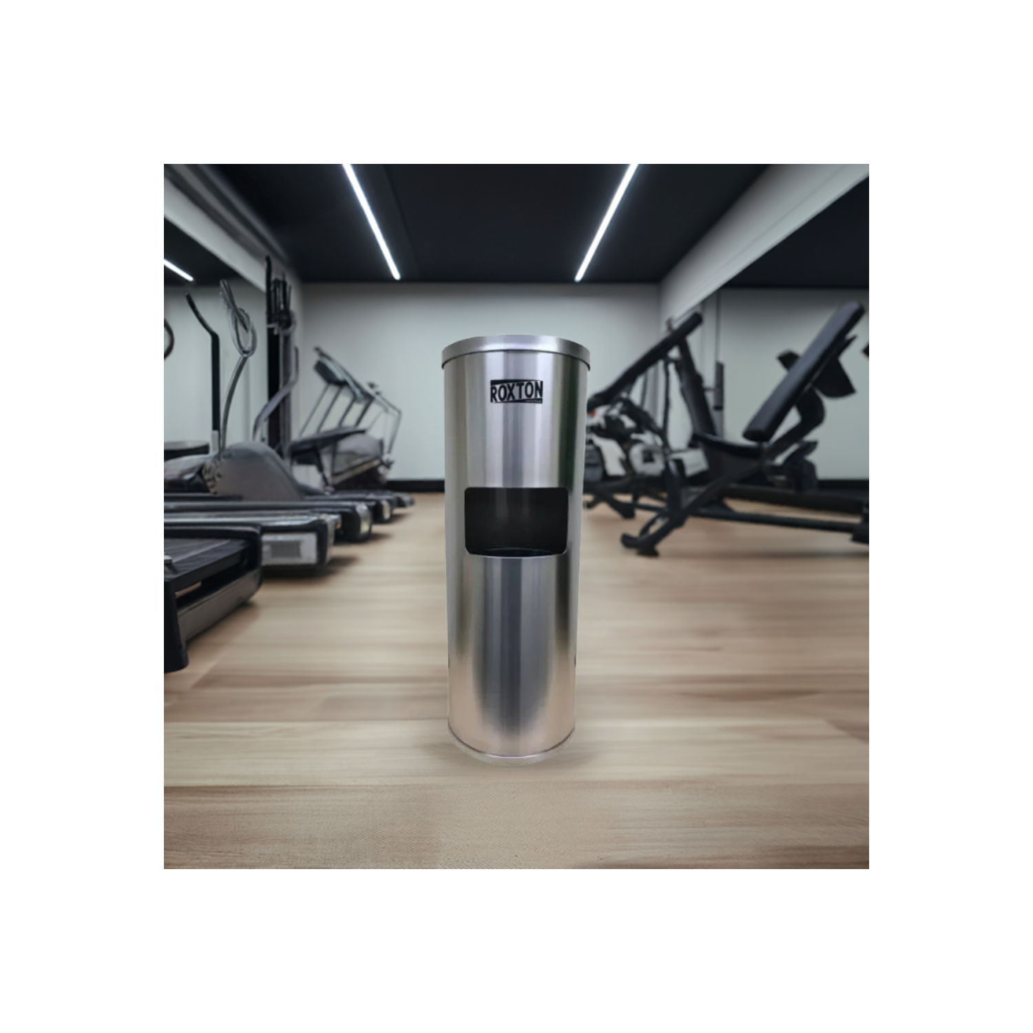 Roxton Stainless Steel Floor Stand Wipes Dispenser, Built-in Trash Can, Suitable for Gyms, School, Offices & Commercial Space