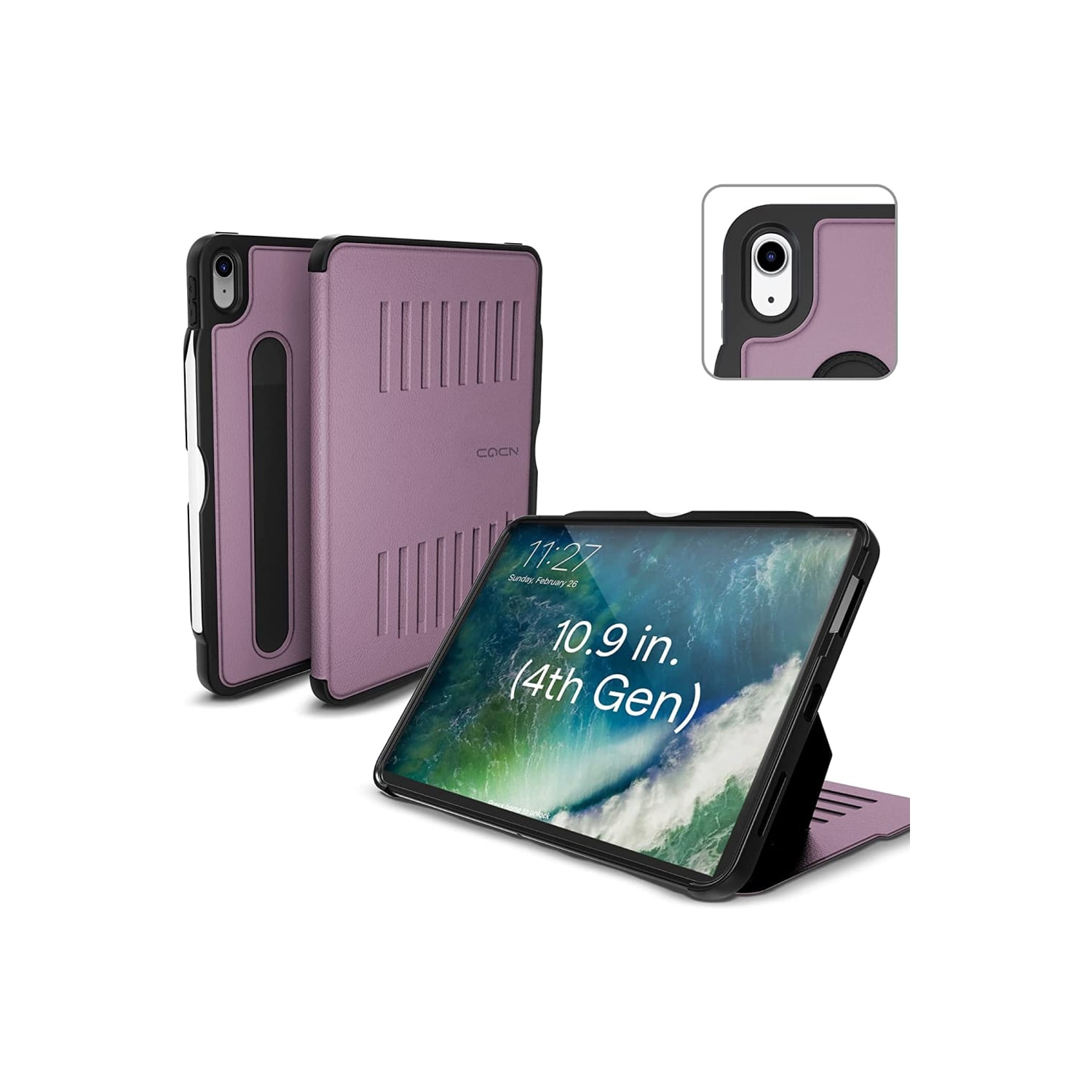 Étui Zugu pour iPad Air 11 2025, (M2) 2024, iPad Air 10,9 (4ᵉ gén et 5ᵉ gén), 2020 et 2022 - Violet