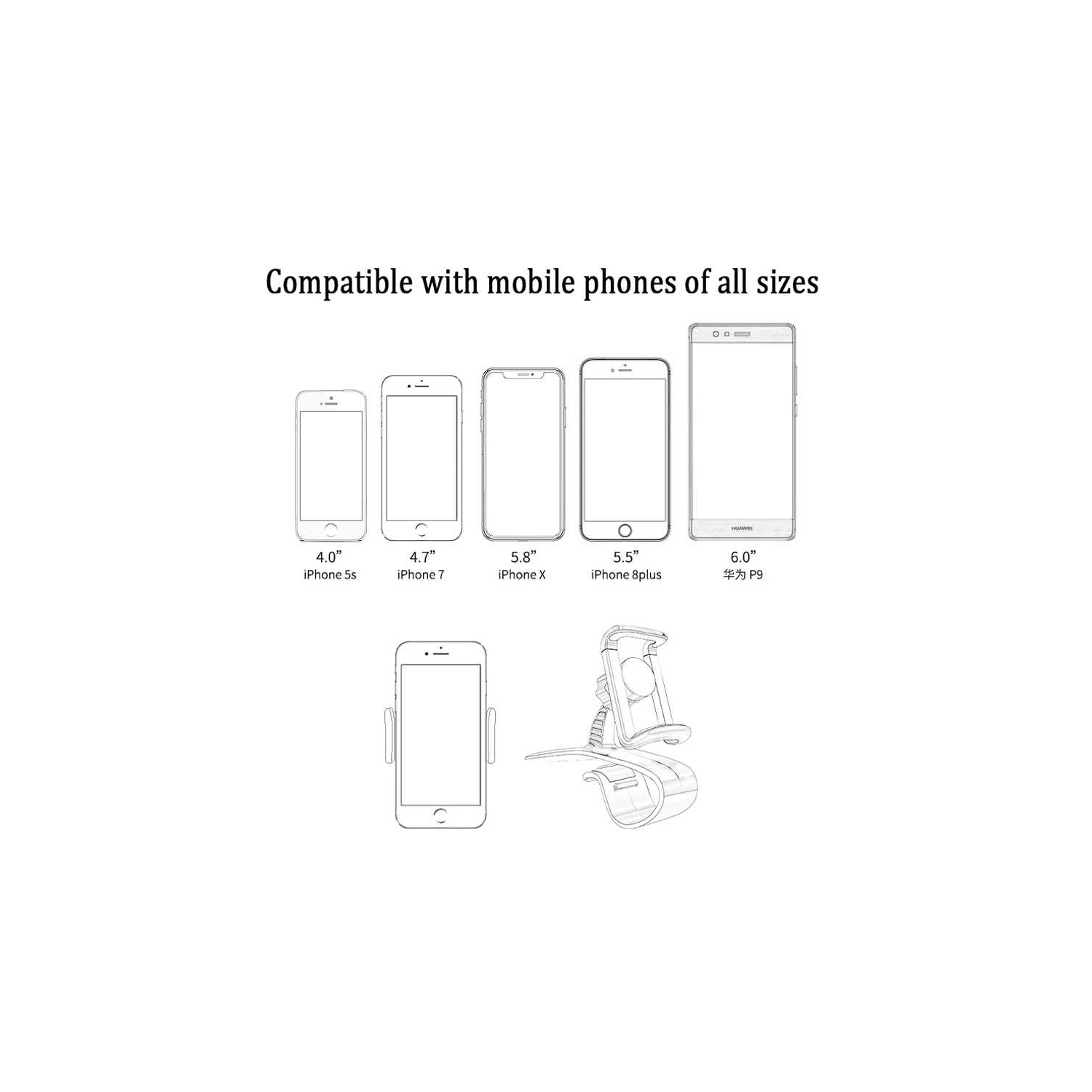 Yesido C103| Support de téléphone à rotation sur 360 degrés pour voiture| Support universel à pince