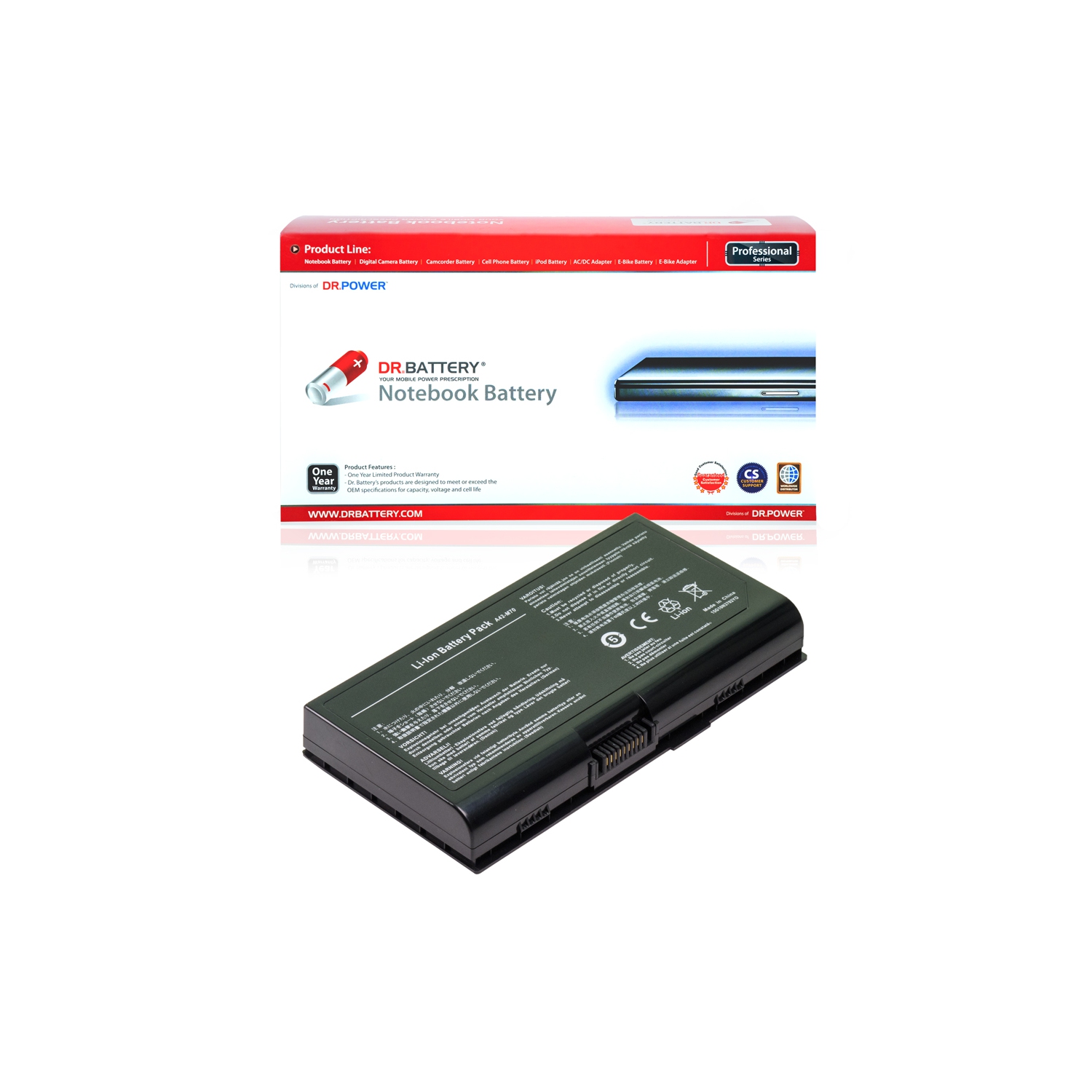 DR. BATTERY - Replacement for Asus X71SL / X71SR / X71T / X71TL / 07G016WQ1865 / 15G10N3792T0 / 15G10N3792YO / 70-NFU1B1000PZ [14.8V / 4400mAh /