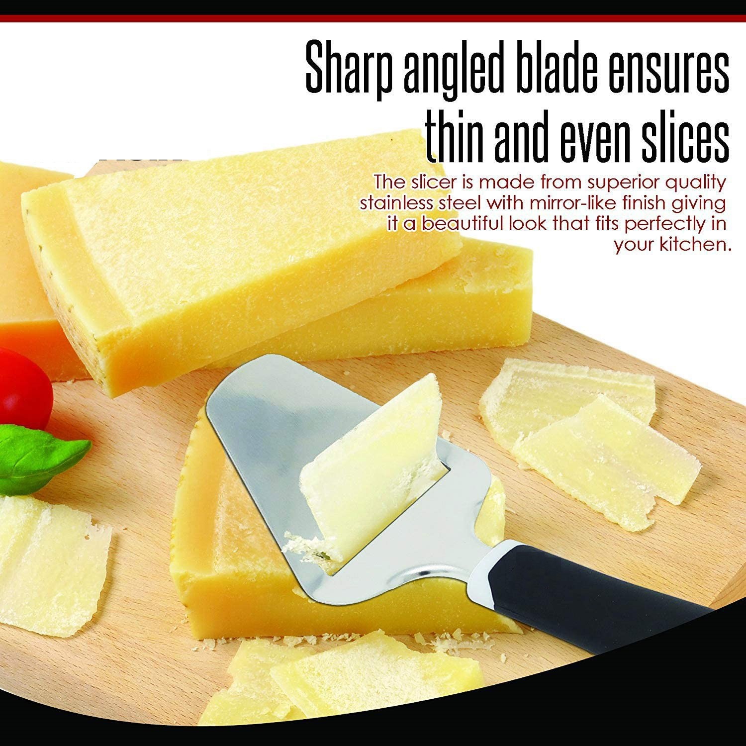 ISTAR Cheese Slicer Stainless Steel, Soft Rubber Handle and Comfortable Grip, Heavy Duty Cheese Slicer for Easy and Fast Slicing of Soft Blue Cheese,