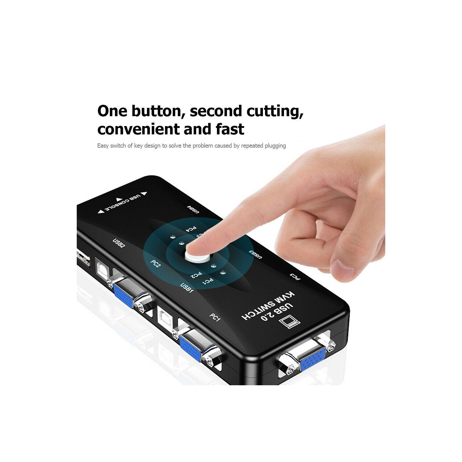 HW1702 – Commutateur KVM USB 4-en-1 VGA 1080p 4K à quatre ports