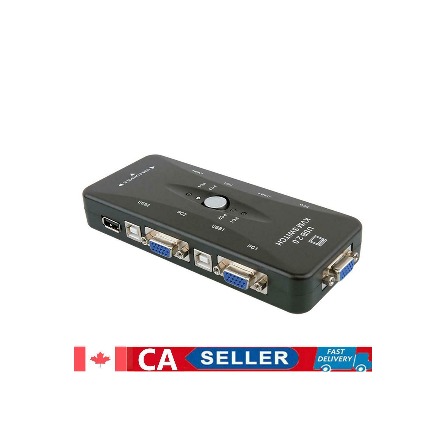 HW1702 – Commutateur KVM USB 4-en-1 VGA 1080p 4K à quatre ports