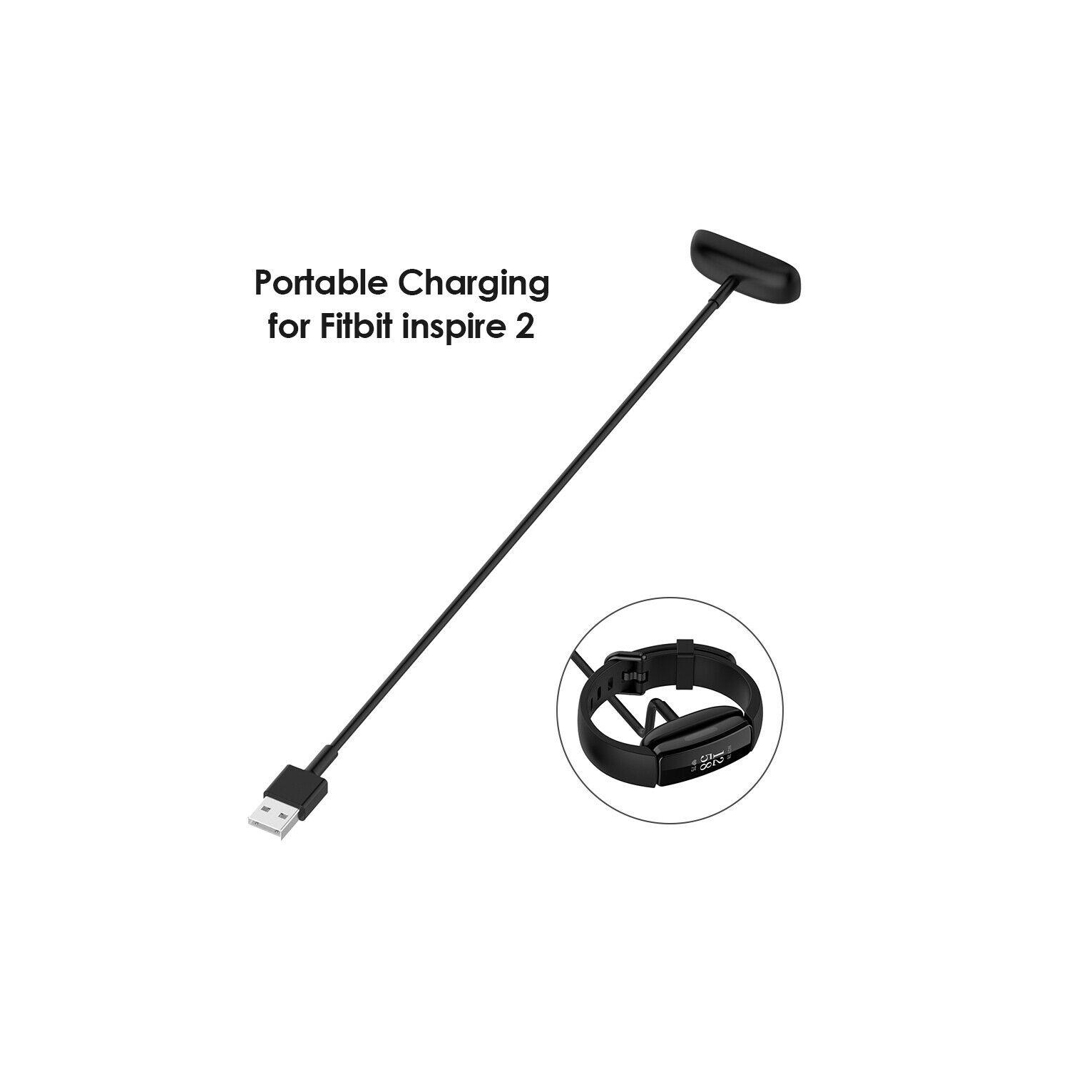 30cm Smart Watch USB Charging Cable Power Cord Wire for Fitbit Inspire 2