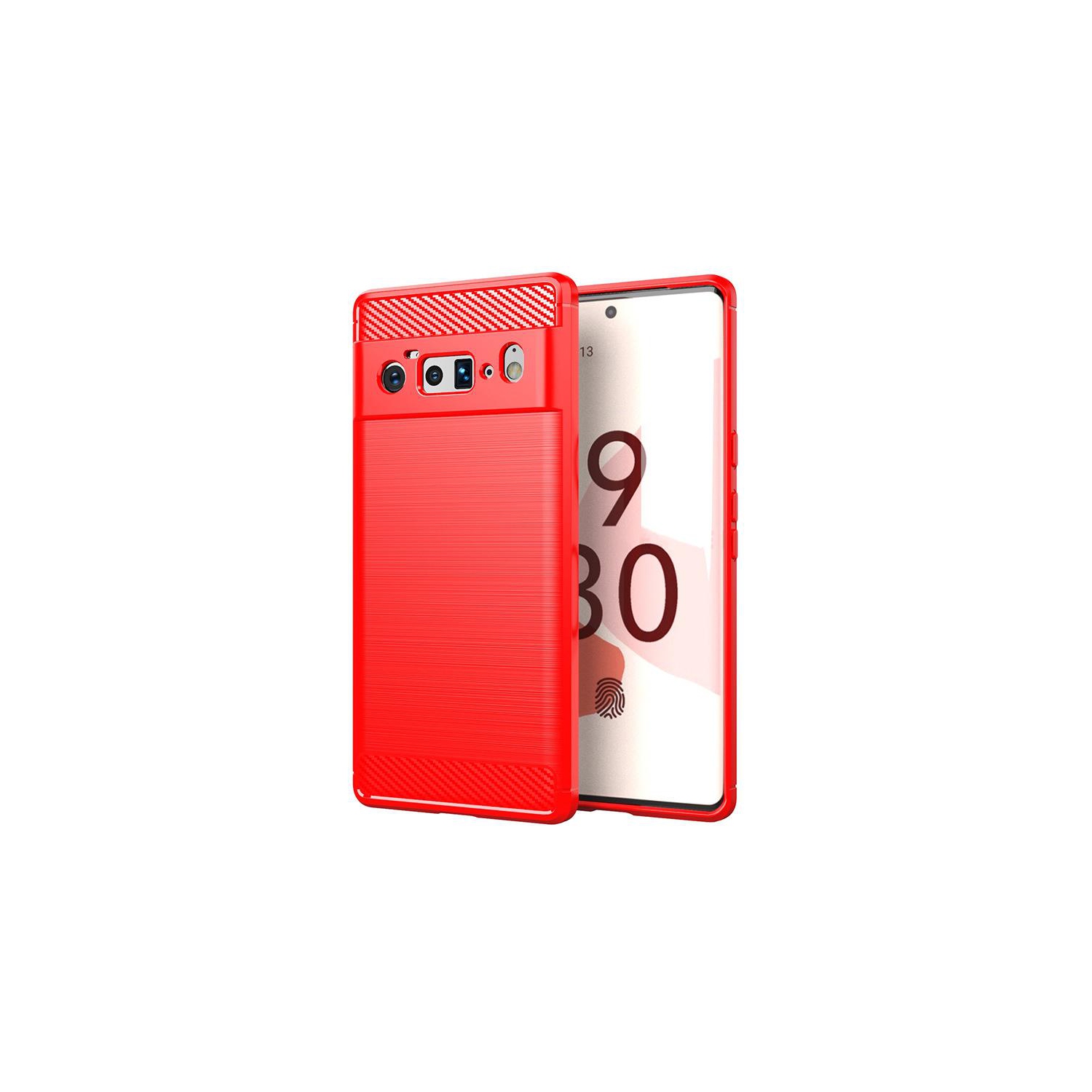 PANDACO Red Brushed Metal Case for Google Pixel 6 Pro