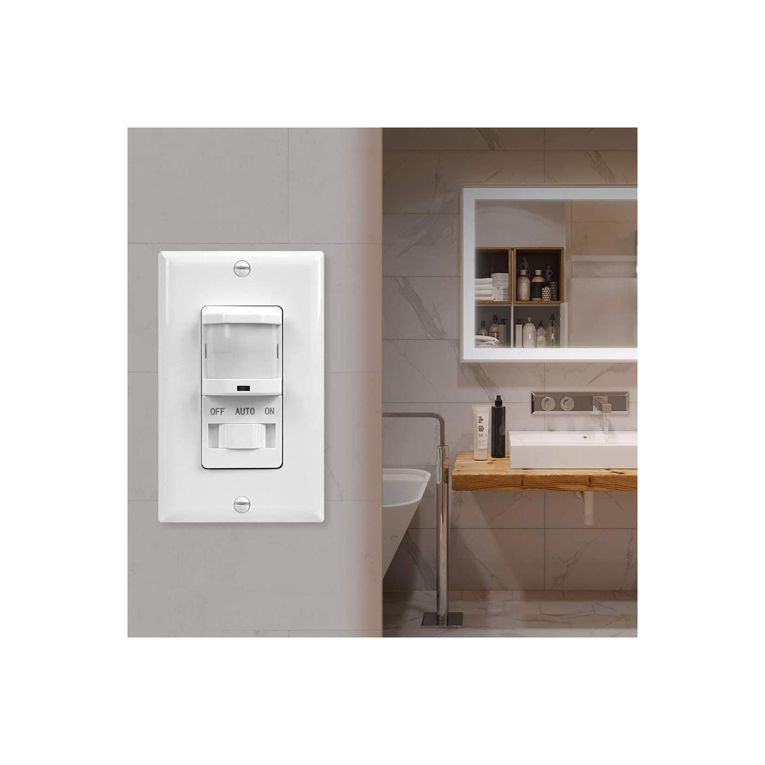Single Pole Motion Sensor Switch, PIR Sensor Light Switch, Occupancy & Vacancy Modes - PrimeCables®