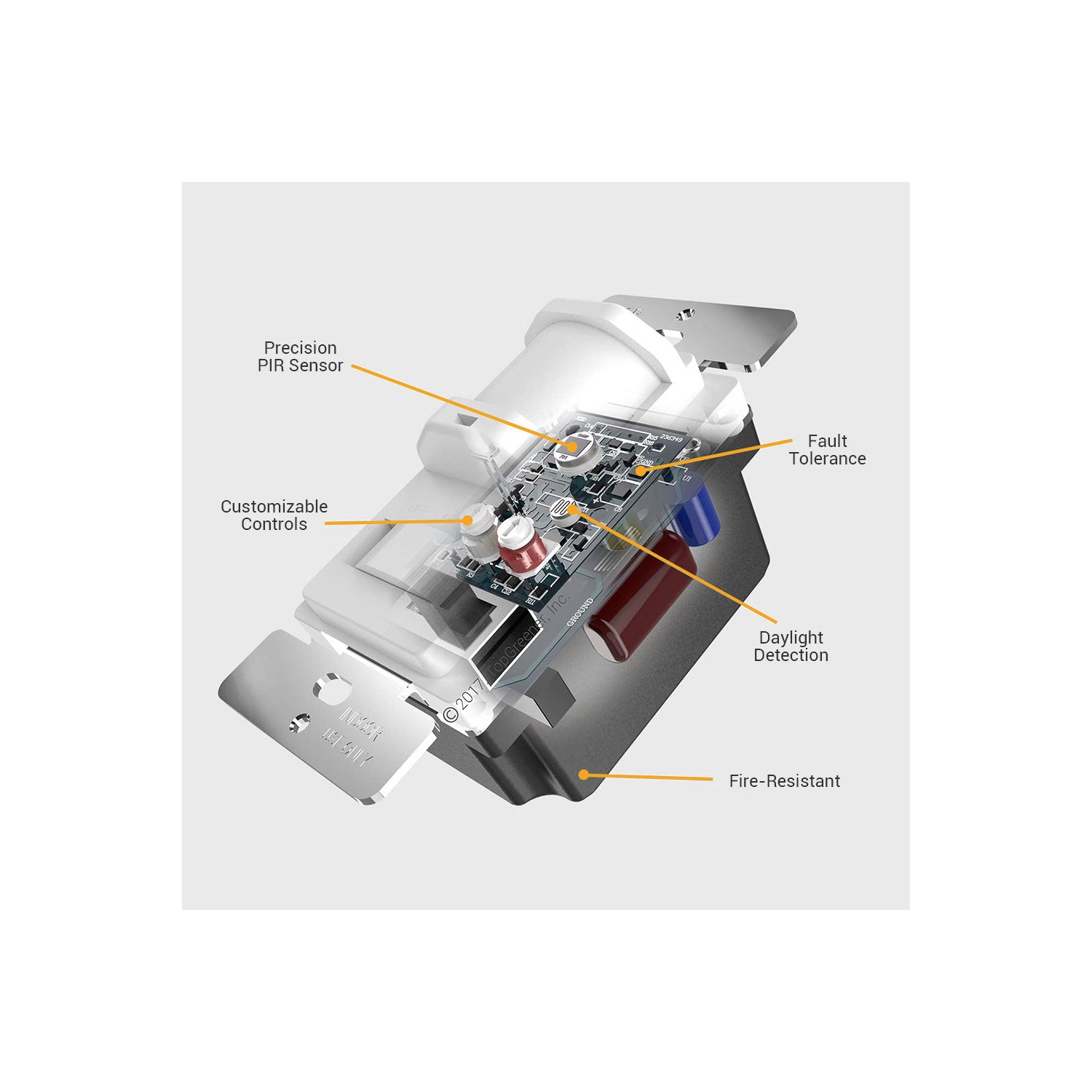 Single Pole Motion Sensor Switch, PIR Sensor Light Switch, Occupancy & Vacancy Modes - PrimeCables®