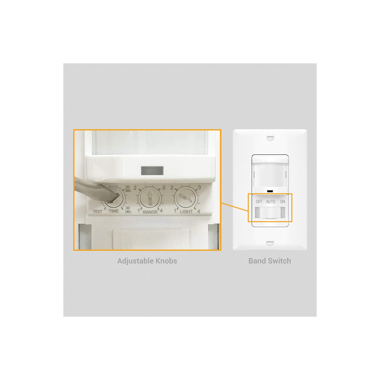 Single Pole Motion Sensor Switch, PIR Sensor Light Switch, Occupancy & Vacancy Modes - PrimeCables®