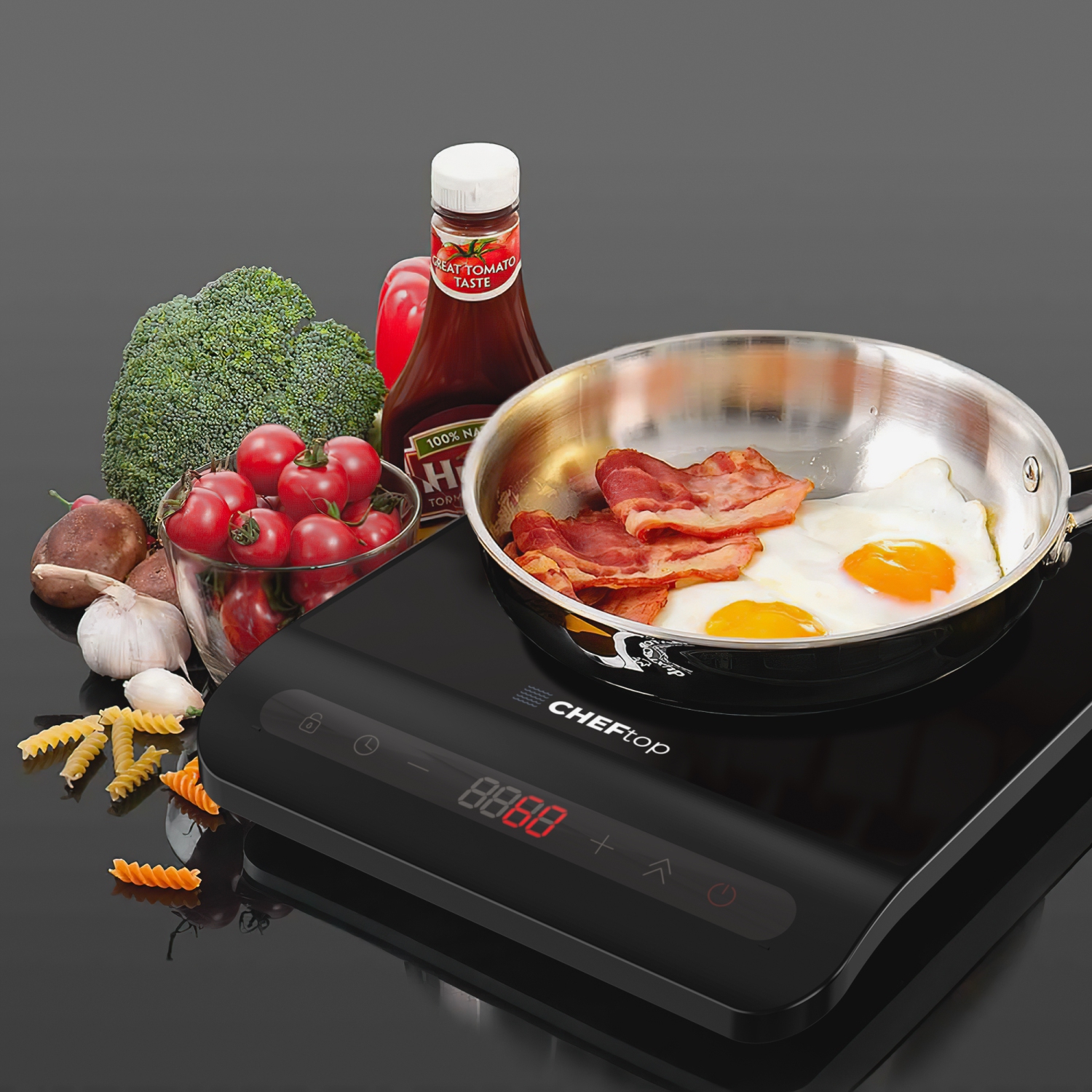 Cheftop Portable Single Burner Induction Cooktop Digital Ceramic Single Burner Electric Cooktop 1300 Watt, Touch Sensor Control, Multiple Controls
