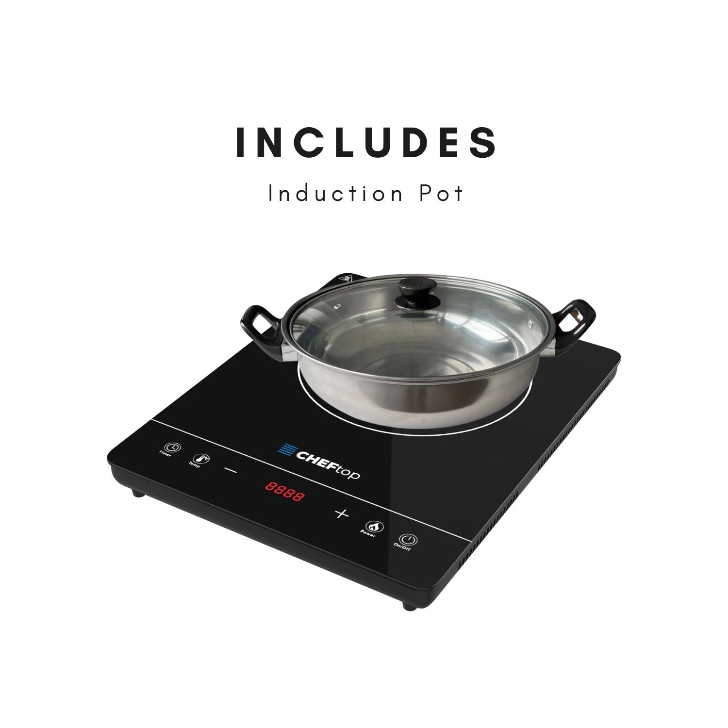 Table de cuisson à induction portable à un brûleur Cheftop Table de cuisson en céramique numérique 1300 W, commande par capteur tactile, commandes