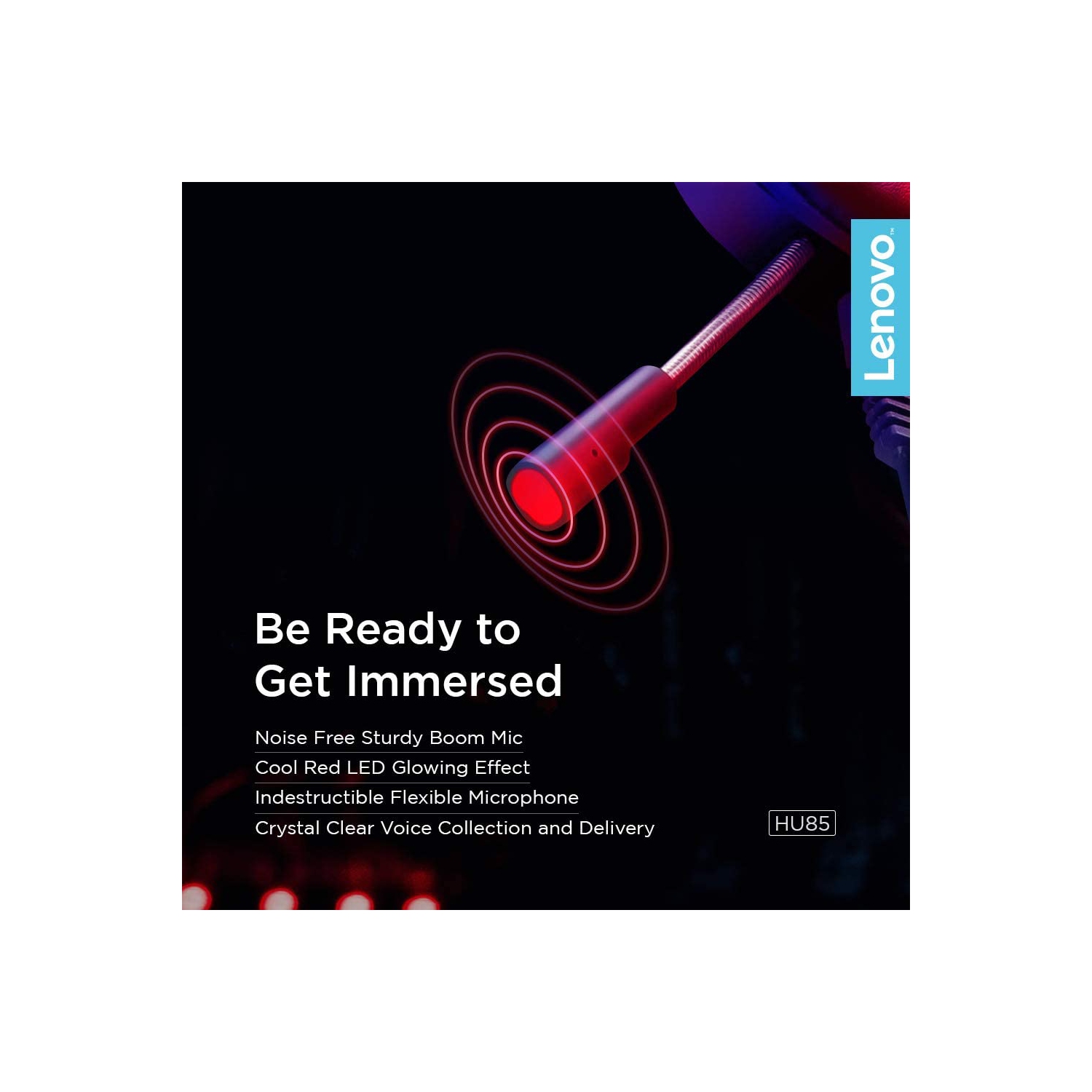 Lenovo HU85 Gaming Headset 40mm Driver HIFI Noise Reduction RGB Led USB Wired Headphones with Mic for PC Laptop Gamer PC, Nintendo Switch