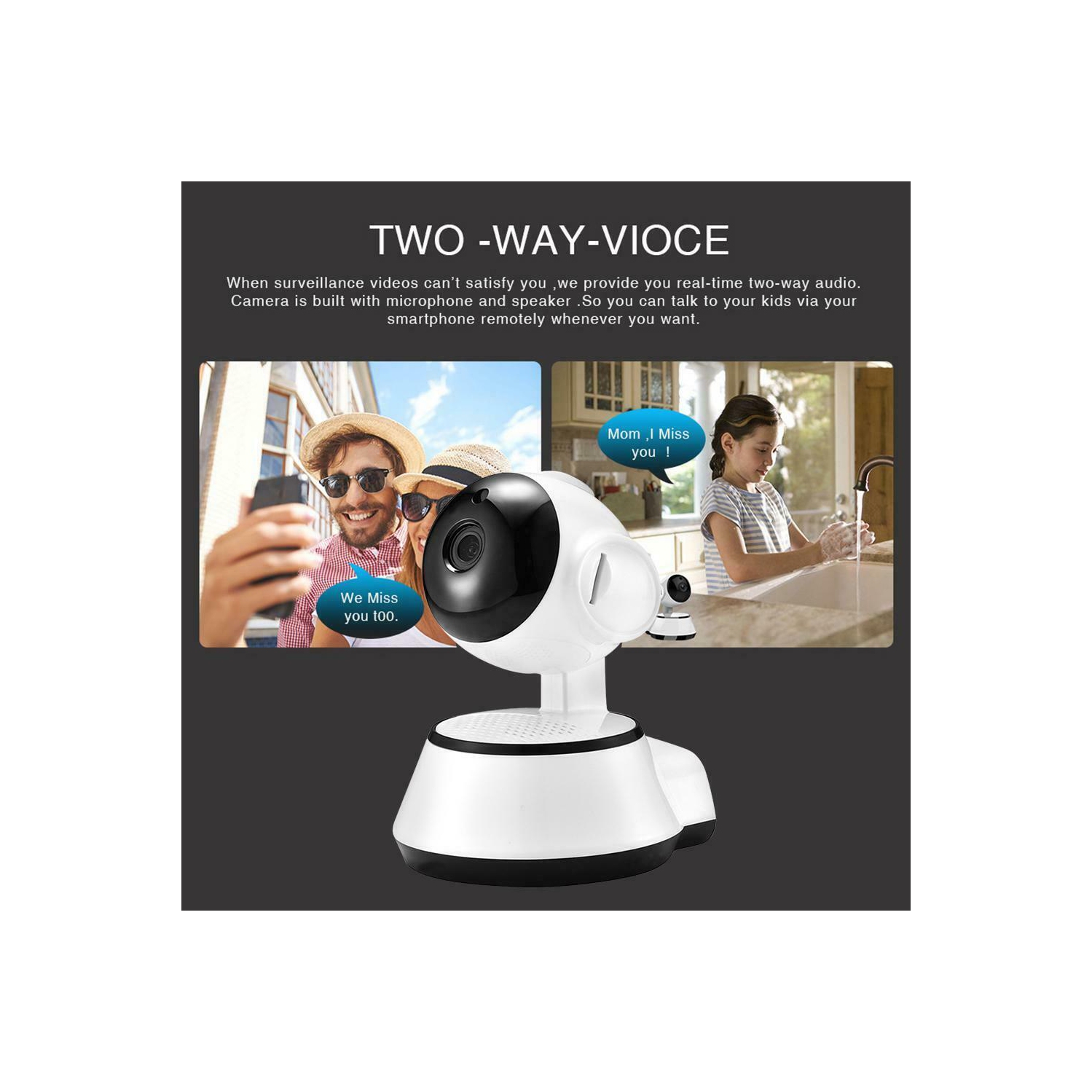 Caméra de surveillance Wi-Fi V380 à vision nocturne infrarouge et caméra IP pour la maison