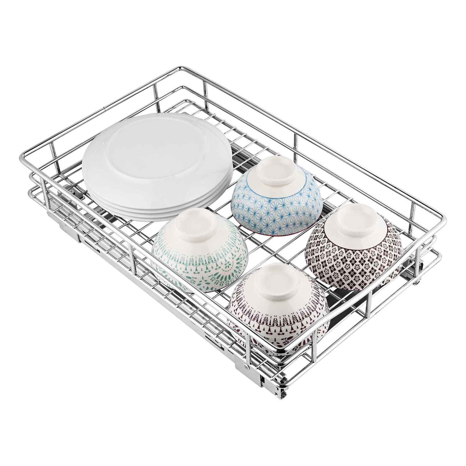 SortWise Slide Out Cabinet Organizer Drawer- Pull Out Under Cabinet Sliding Shelf, 11" W x 18 1/8" D x 4 1/8" H, Chrome