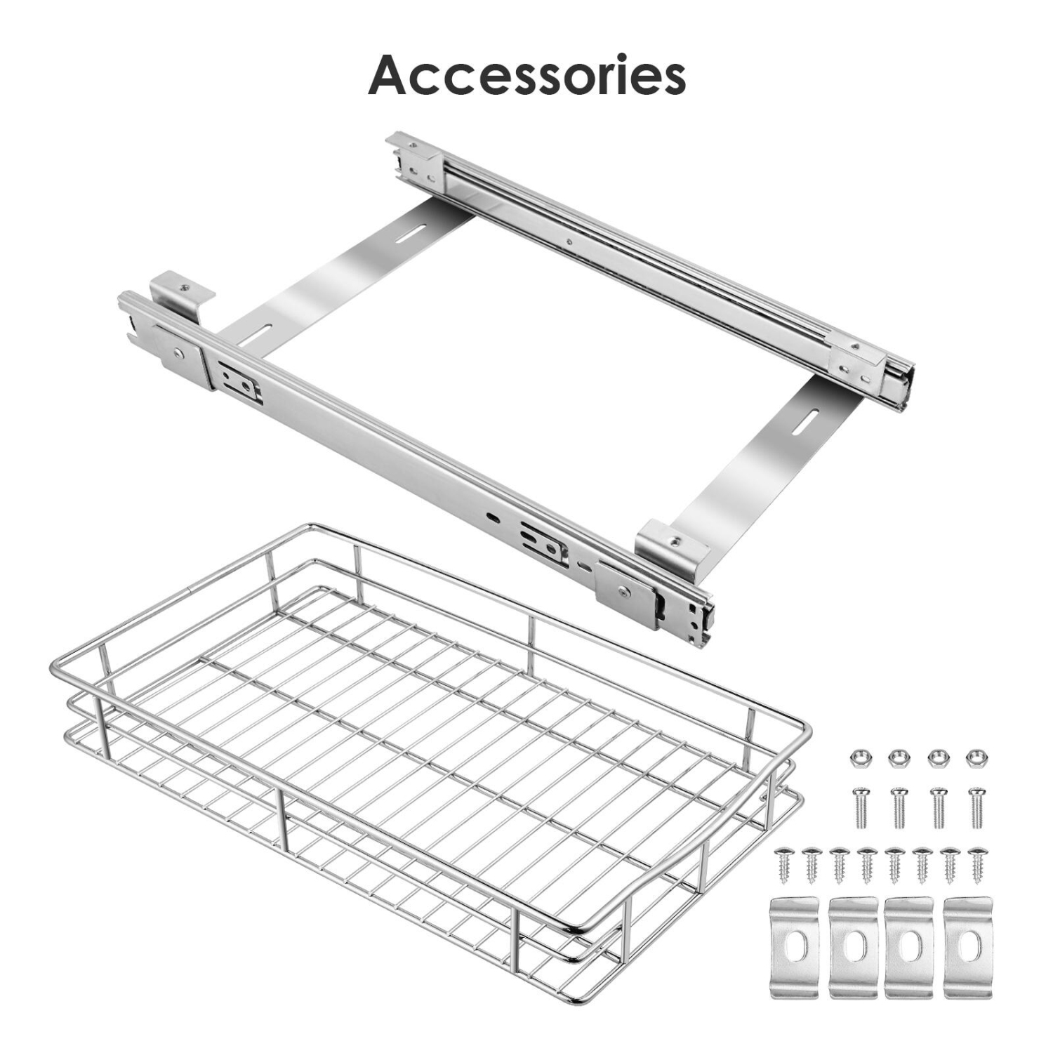 SortWise Slide Out Cabinet Organizer Drawer- Pull Out Under Cabinet Sliding Shelf, 11" W x 18 1/8" D x 4 1/8" H, Chrome