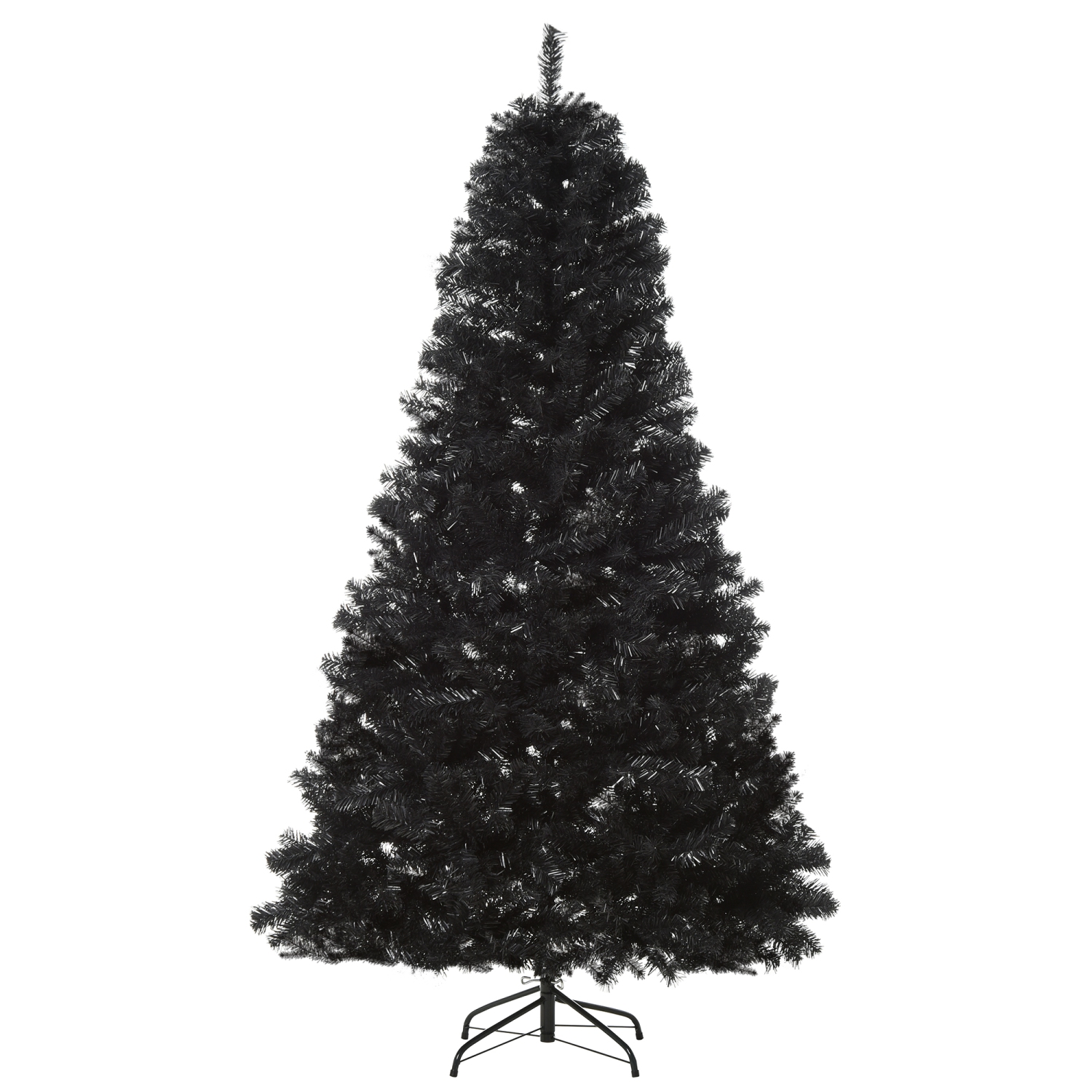HOMCOM 7ft Artificial Christmas Tree Unlit Douglas Fir with Realistic Branch Tips, Black Halloween Style