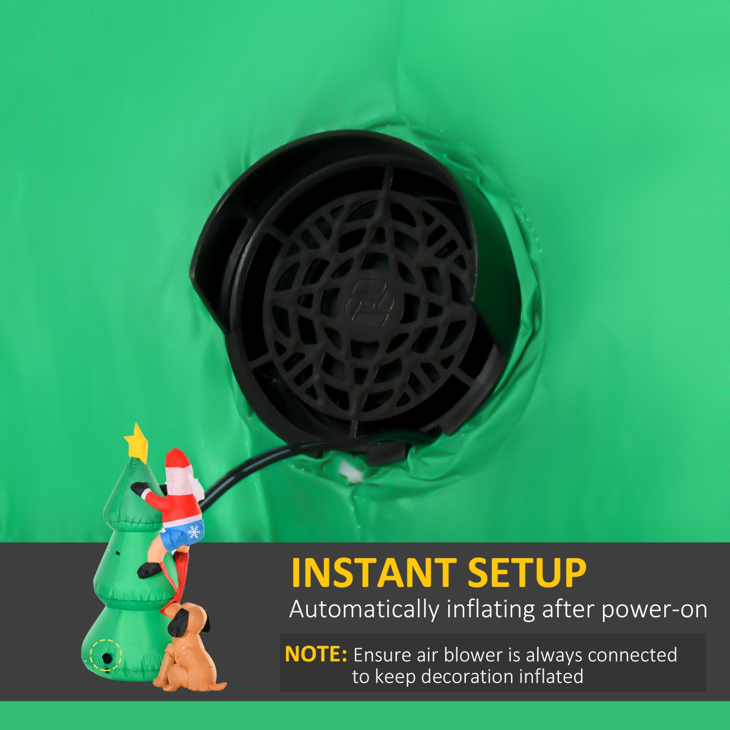 HOMCOM 6ft Inflatable Christmas Tree, Santa Claus, and Dog Lighted Up with LED Lights for Indoor, Outdoor, Home, Garden, Lawn