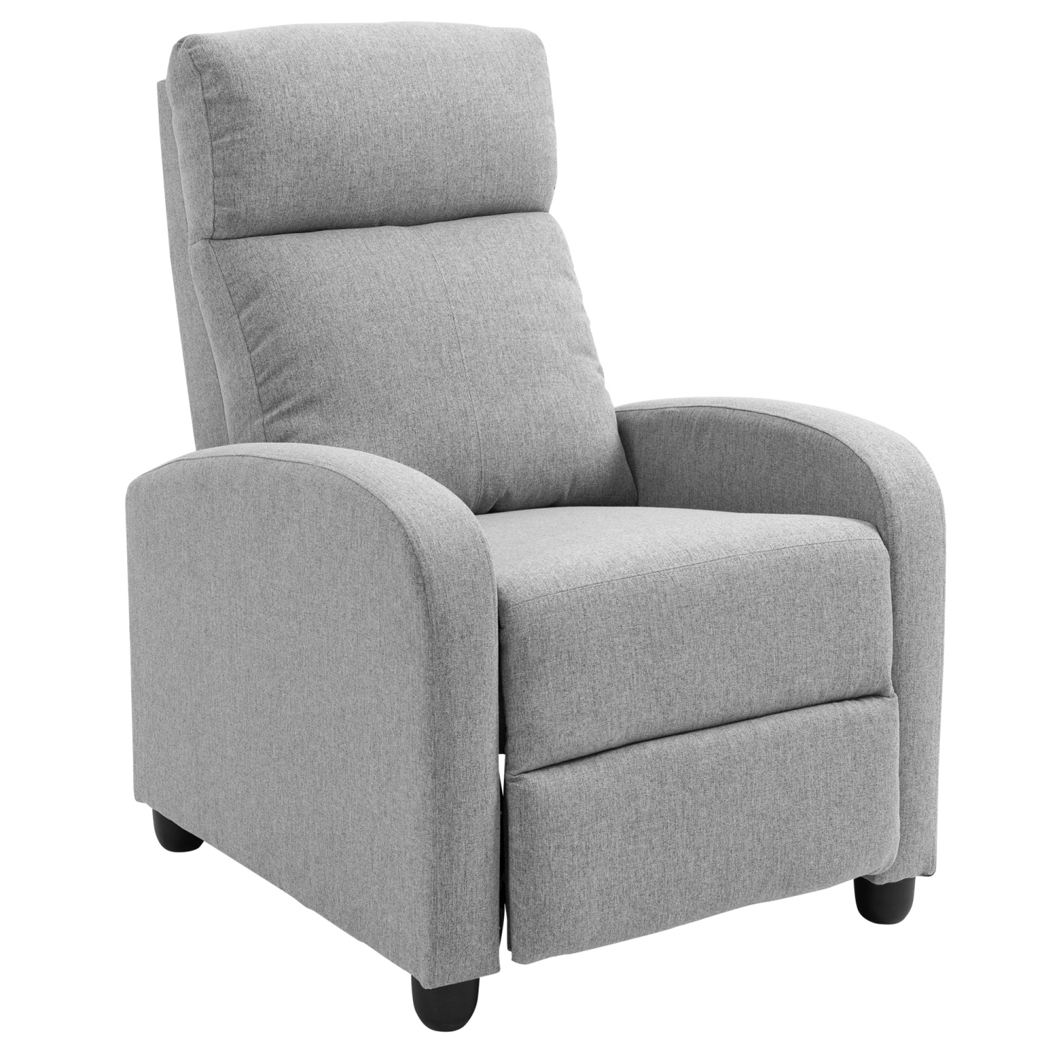 HOMCOM Push Back Recliner Chair, Fabric Home Theater Seating, Single Reclining Sofa Chair with Padded Seat for Living Room, Light Grey
