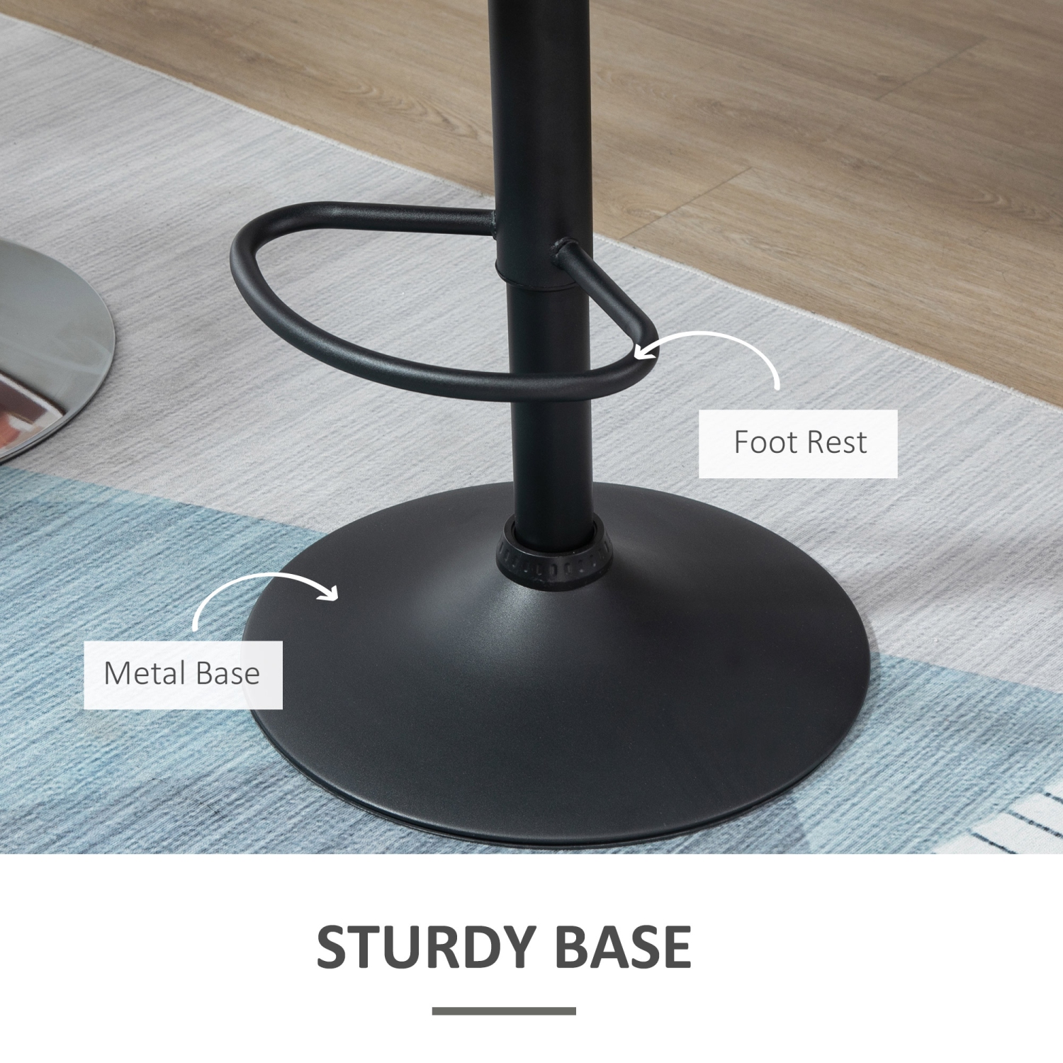 HOMCOM – Ensemble de 2 tabourets de bar ajustables, tabouret de bar pivotant avec dossier, siège large et repose-pieds, chaises de bar rembourrées en