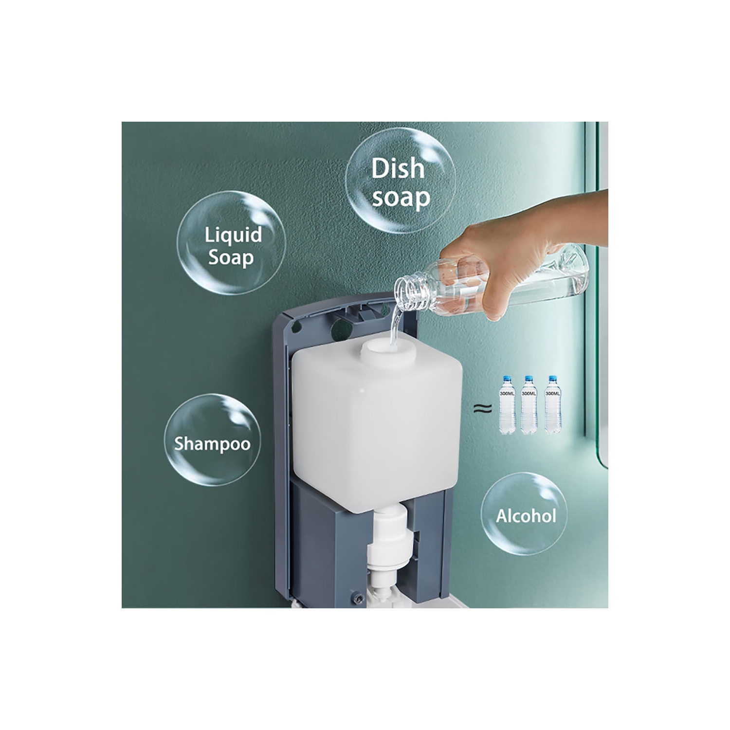 Wall Mount Automatic Soap Dispenser, 900ML Capacity with Infrared Motion Sensor Soap Dispenser