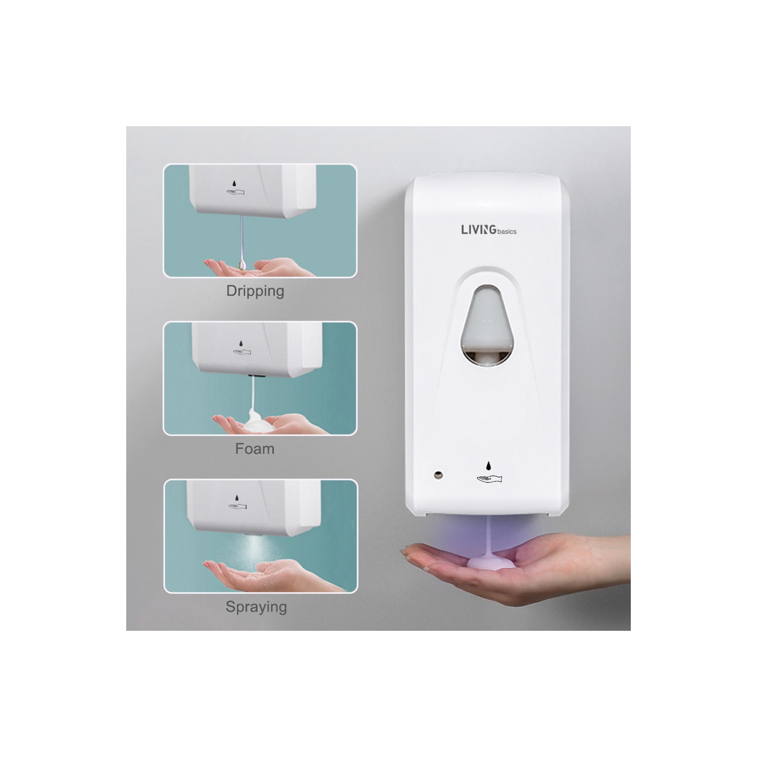 Wall Mount Automatic Soap Dispenser, 900ML Capacity with Infrared Motion Sensor Soap Dispenser