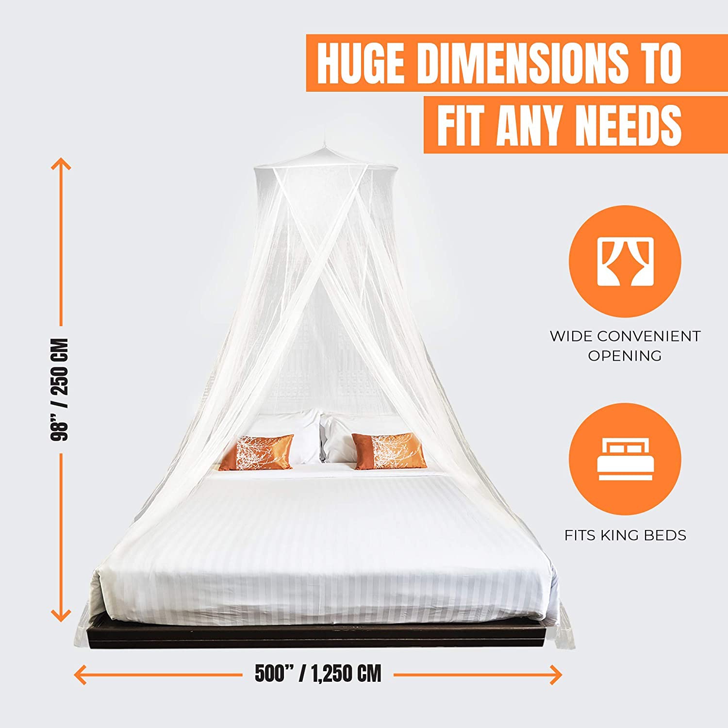 Très grand filet à moustiquaire MeKKKAKPRO pour très grand lit 2 places, moustiquaire pour très grand lit 2 places, deux ouvertures | rideaux de