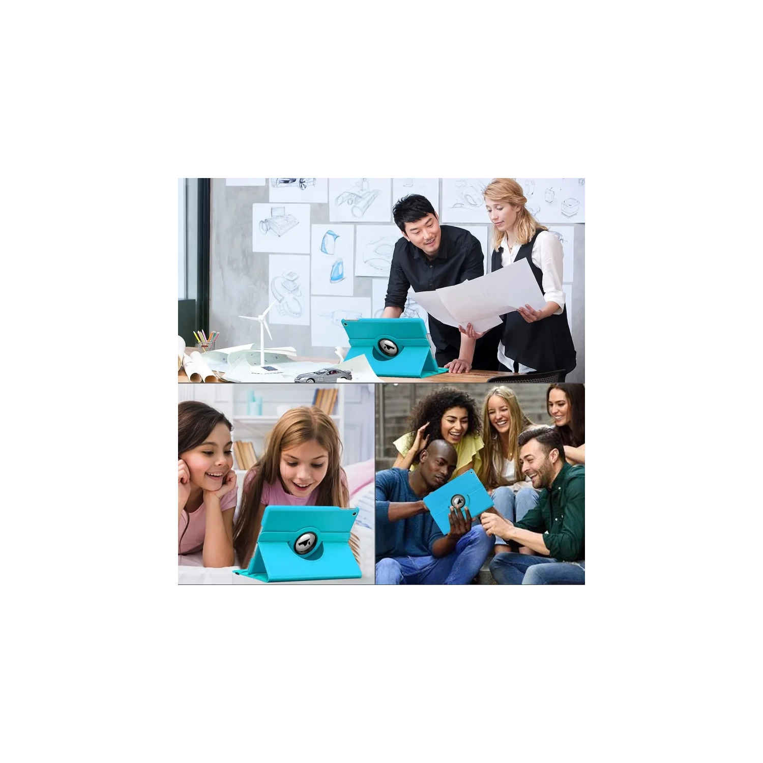 ( KeeGuard ) 360 Rotating Protective iPad Case for 10.2 Inch iPad - Compatible with iPad 9th/8th/7th Gen - Sleep Function, Light Blue