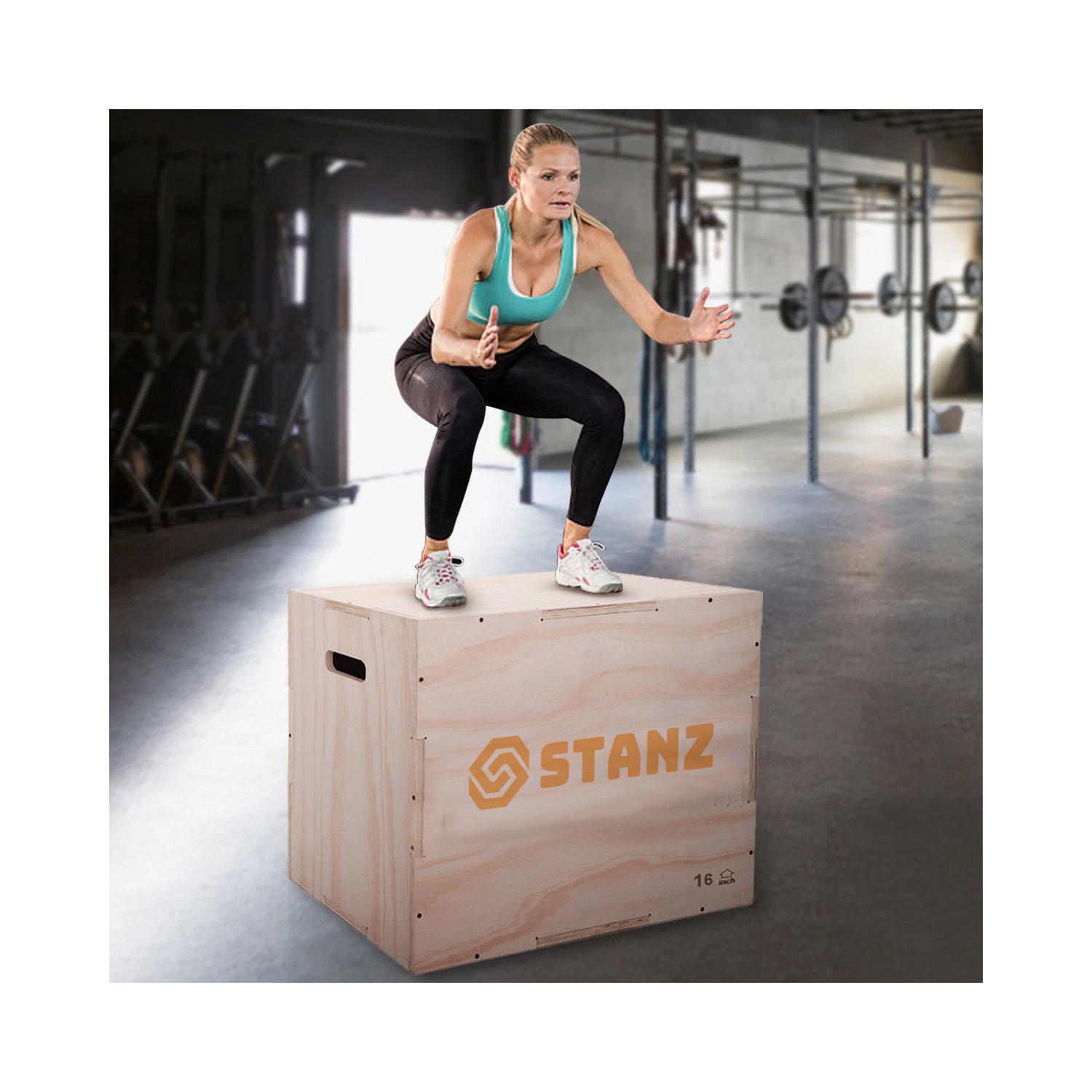 Stanz – Boîte d'exercice plyométrique en bois Plyo, 16 x 14 x 12&nbsp;po, boîte de saut pliométrique d'entraînement pour l'agilité pour l'exercice