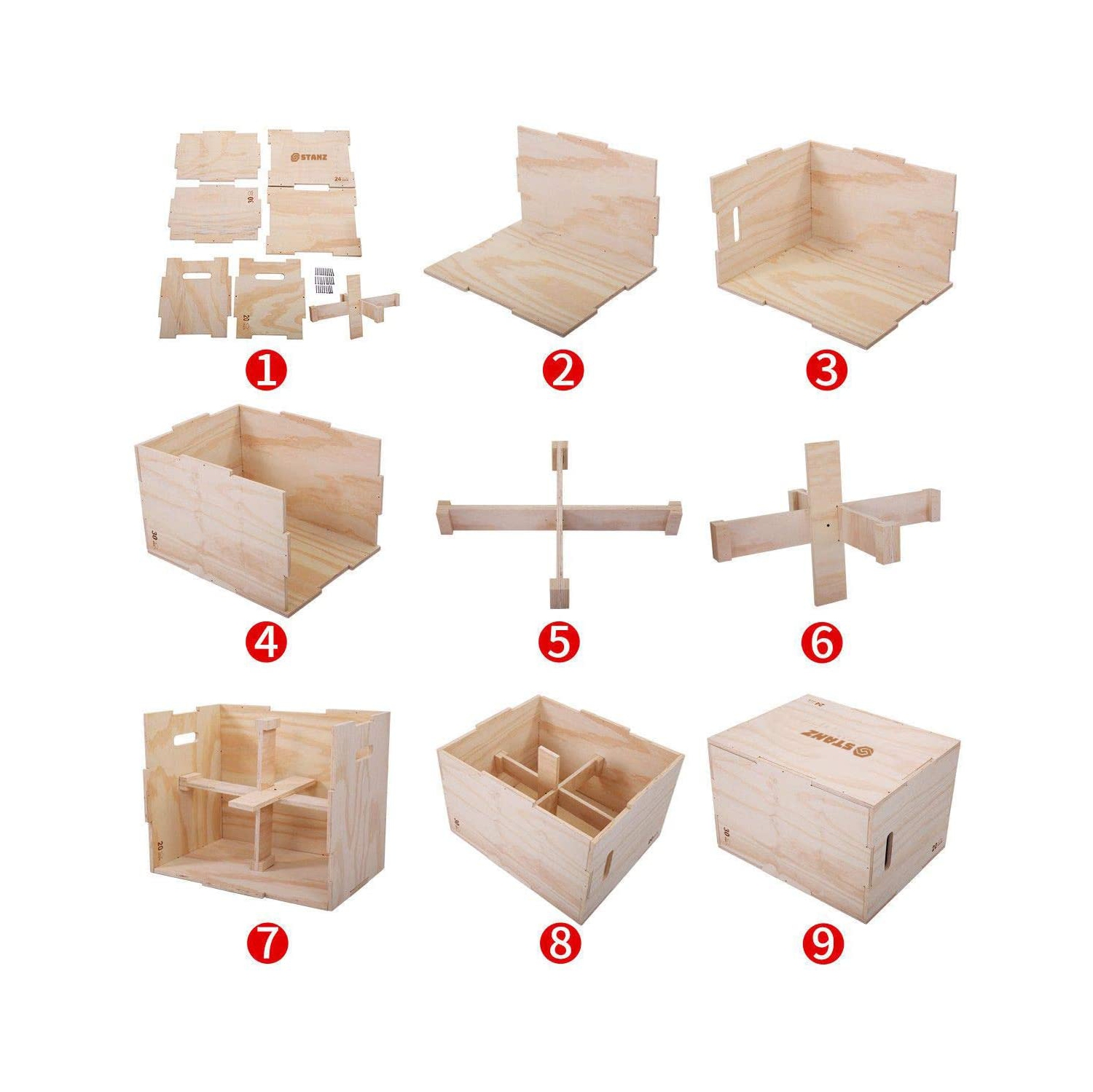 Stanz – Boîte d'exercice plyométrique en bois Plyo, 16 x 14 x 12&nbsp;po, boîte de saut pliométrique d'entraînement pour l'agilité pour l'exercice