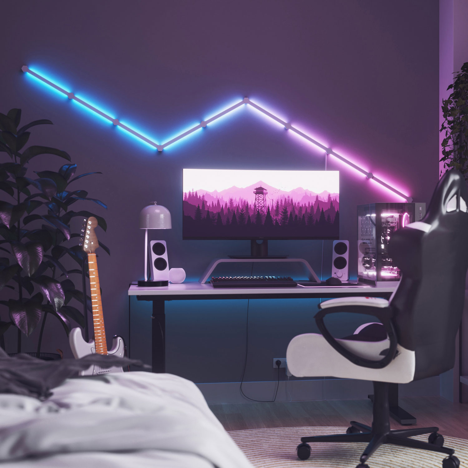 Ensemble Lines de Nanoleaf pour disposition à 60 degrés - Trousse intelligente - 9 barres lumineuses