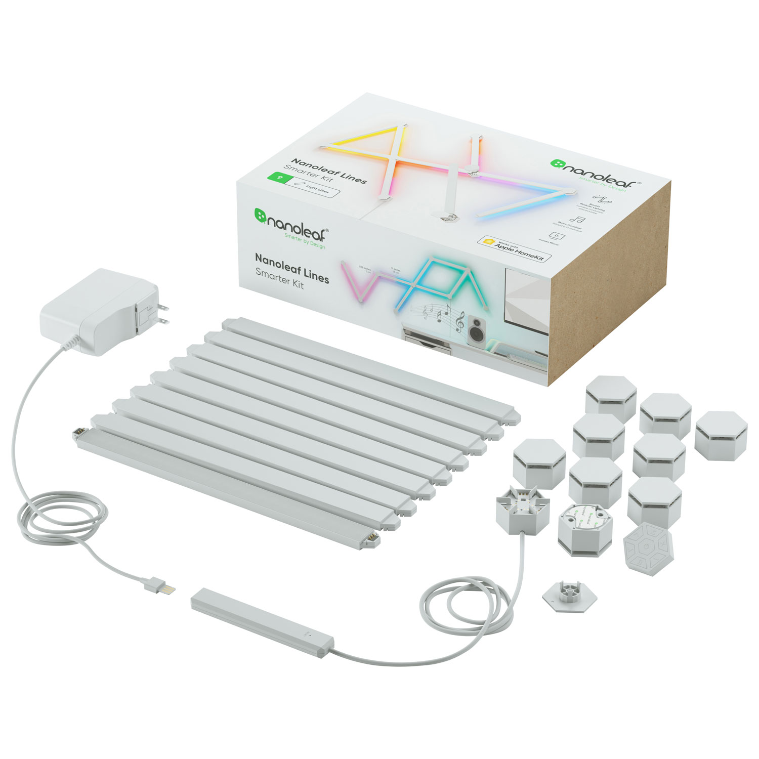 Ensemble Lines de Nanoleaf pour disposition à 60 degrés - Trousse intelligente - 9 barres lumineuses